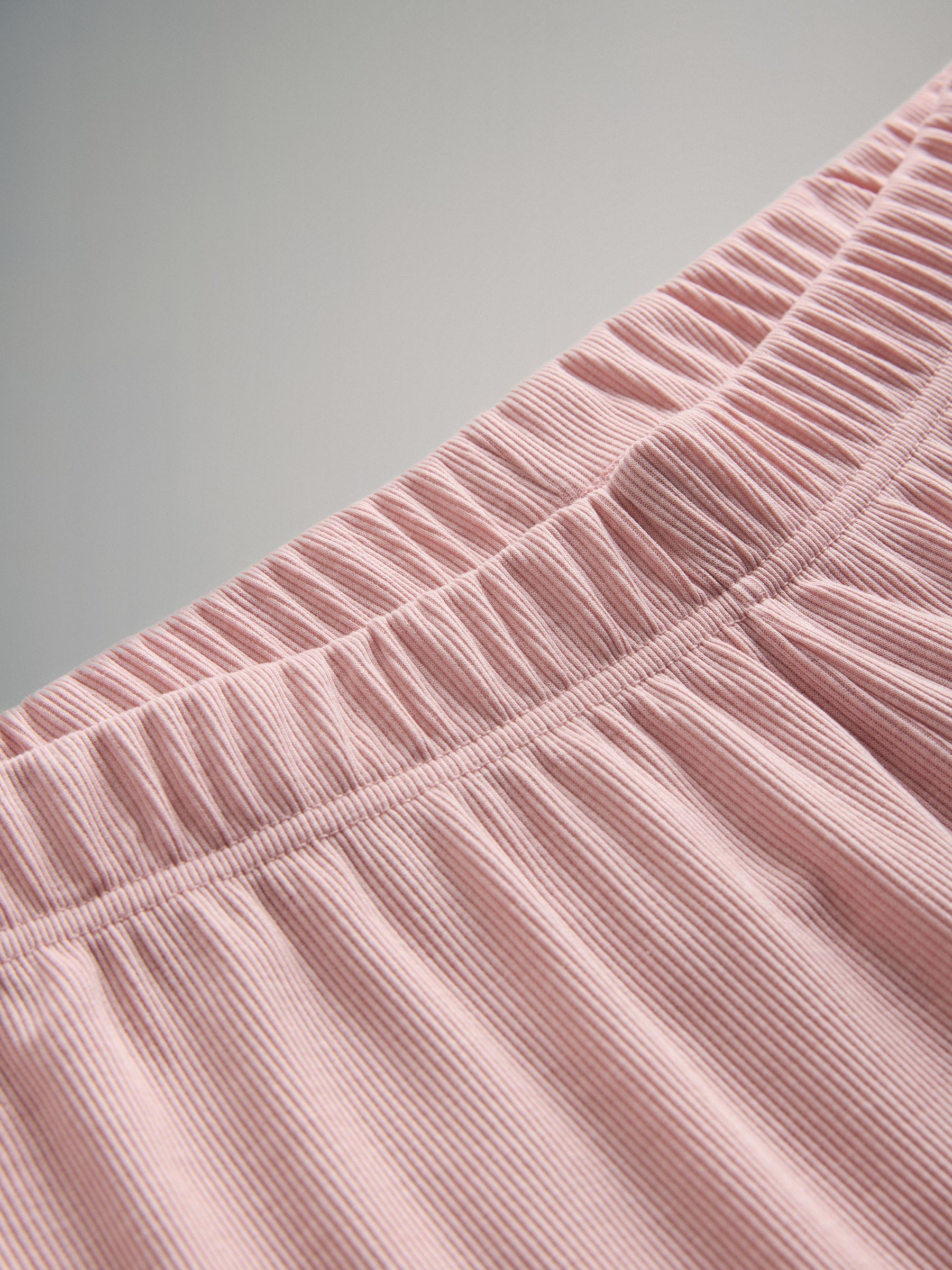Baby Pink/Stripe 2 Pack Soft Touch Ribbed Long Sleeve Leg Pyjamas - Image 6 of 6
