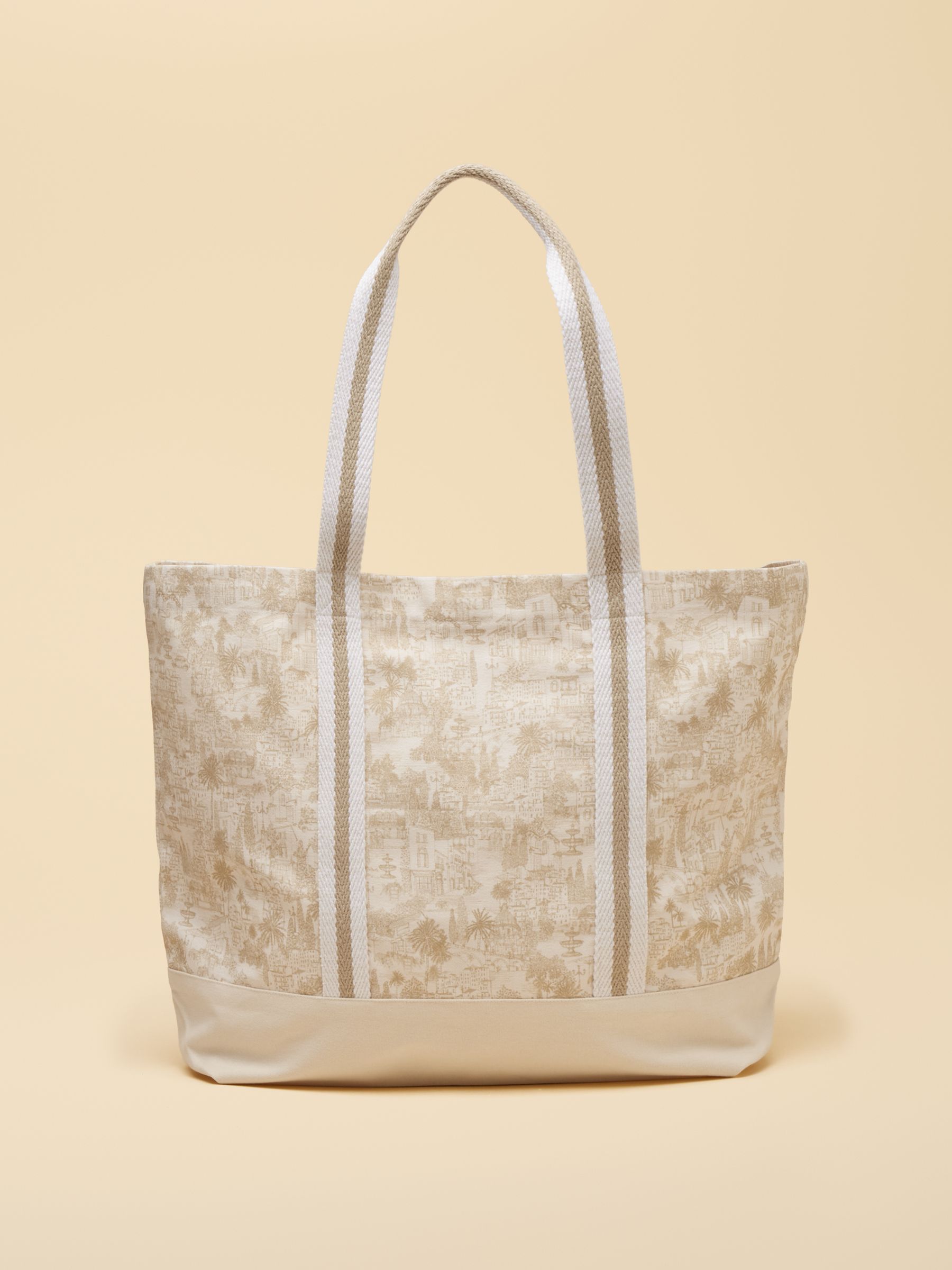 Promenade Neutral Toile De Jouy Canvas Tote Bag - Image 6 of 8