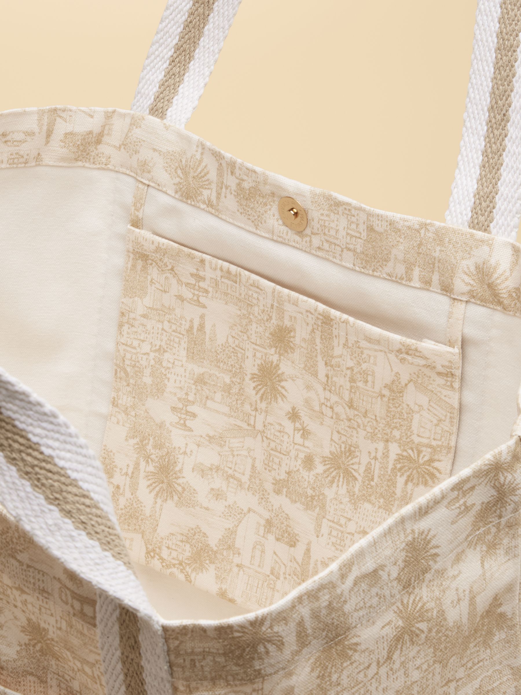 Promenade Neutral Toile De Jouy Canvas Tote Bag - Image 8 of 8 Promenade Neutral Toile De Jouy Canvas Tote Bag - Image 8 of 8