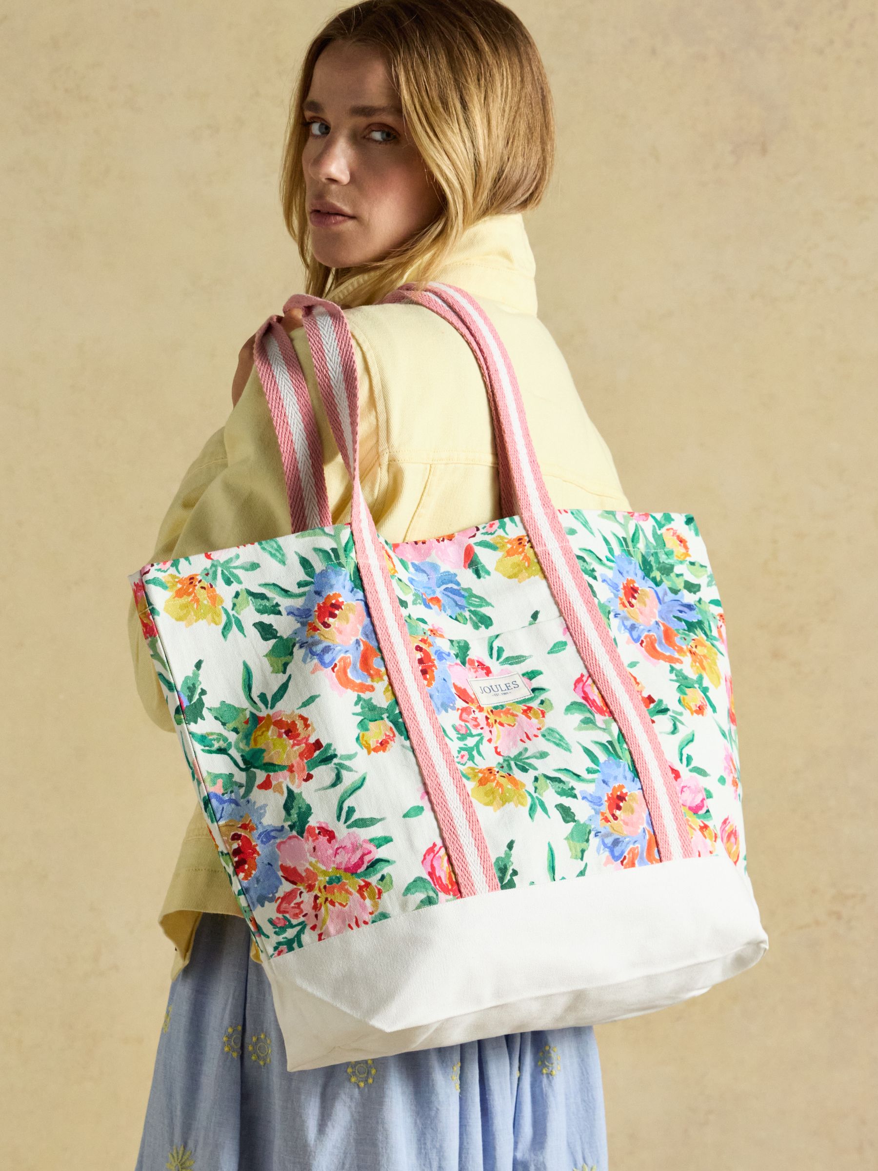 Promenade Floral Canvas Beach Tote Bag - Image 1 of 3