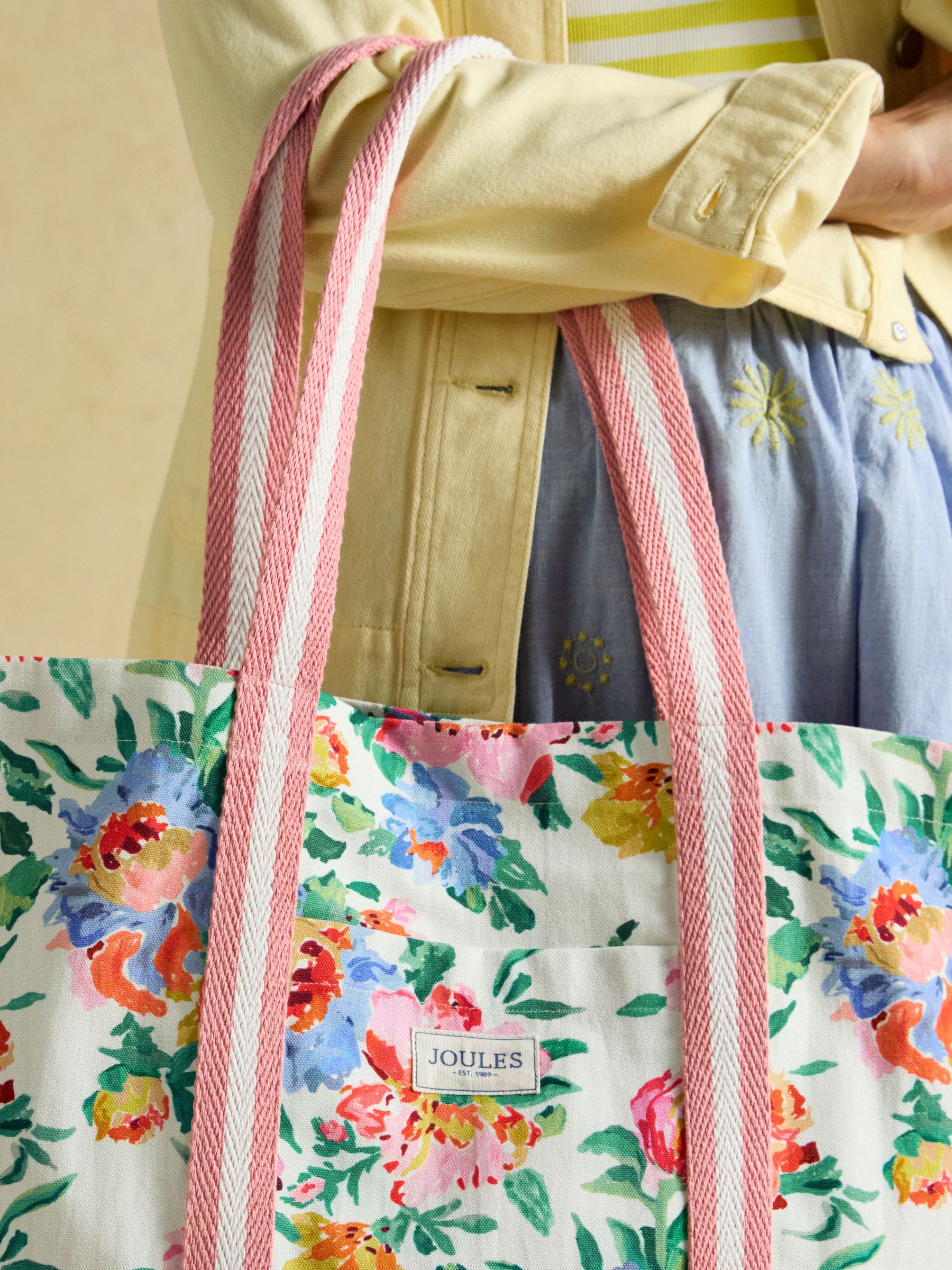 Promenade Floral Canvas Beach Tote Bag - Image 3 of 3