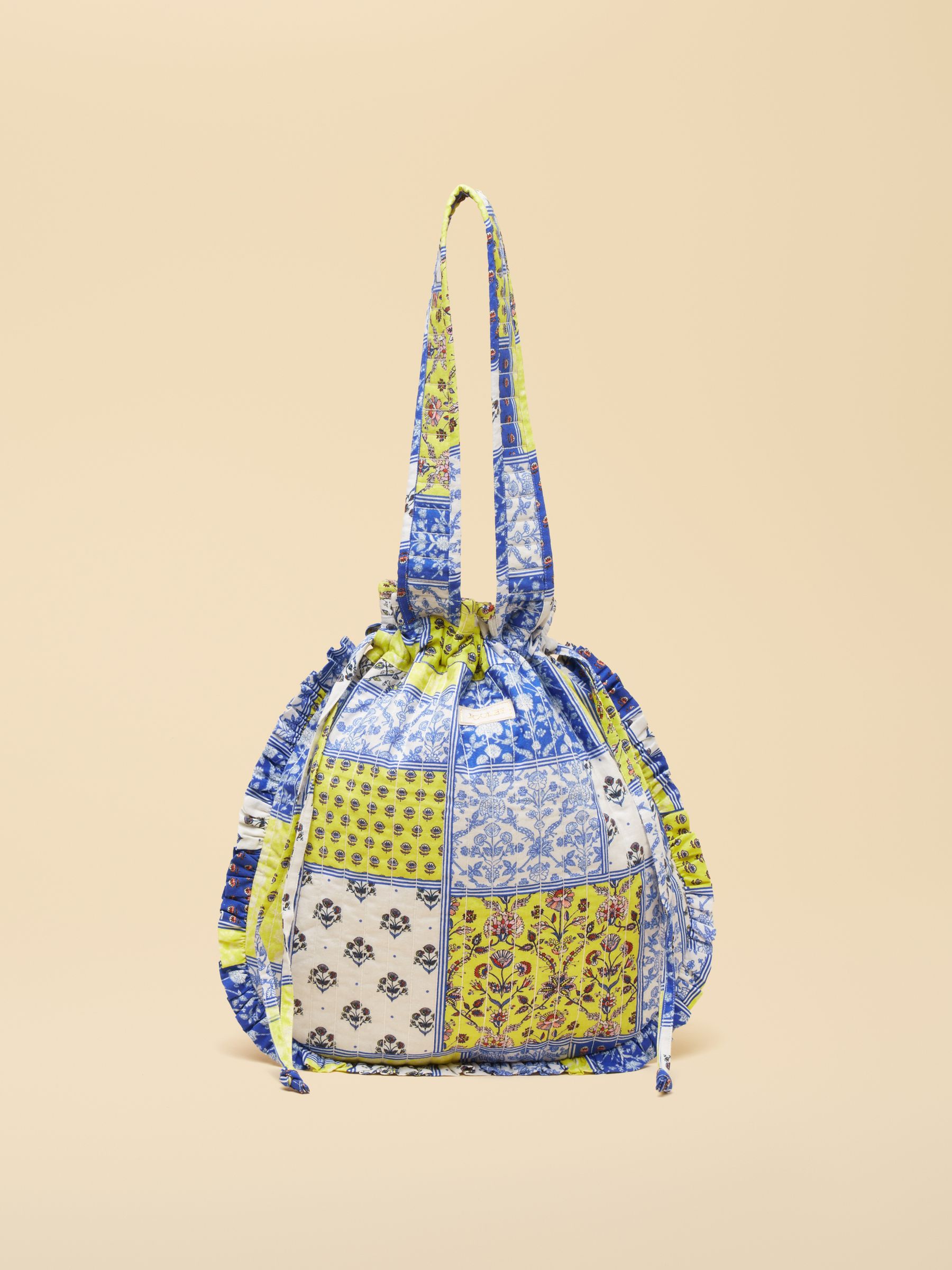Nella Yellow Blue Hotch Potch Quilted Tote Bag - Image 1 of 9
