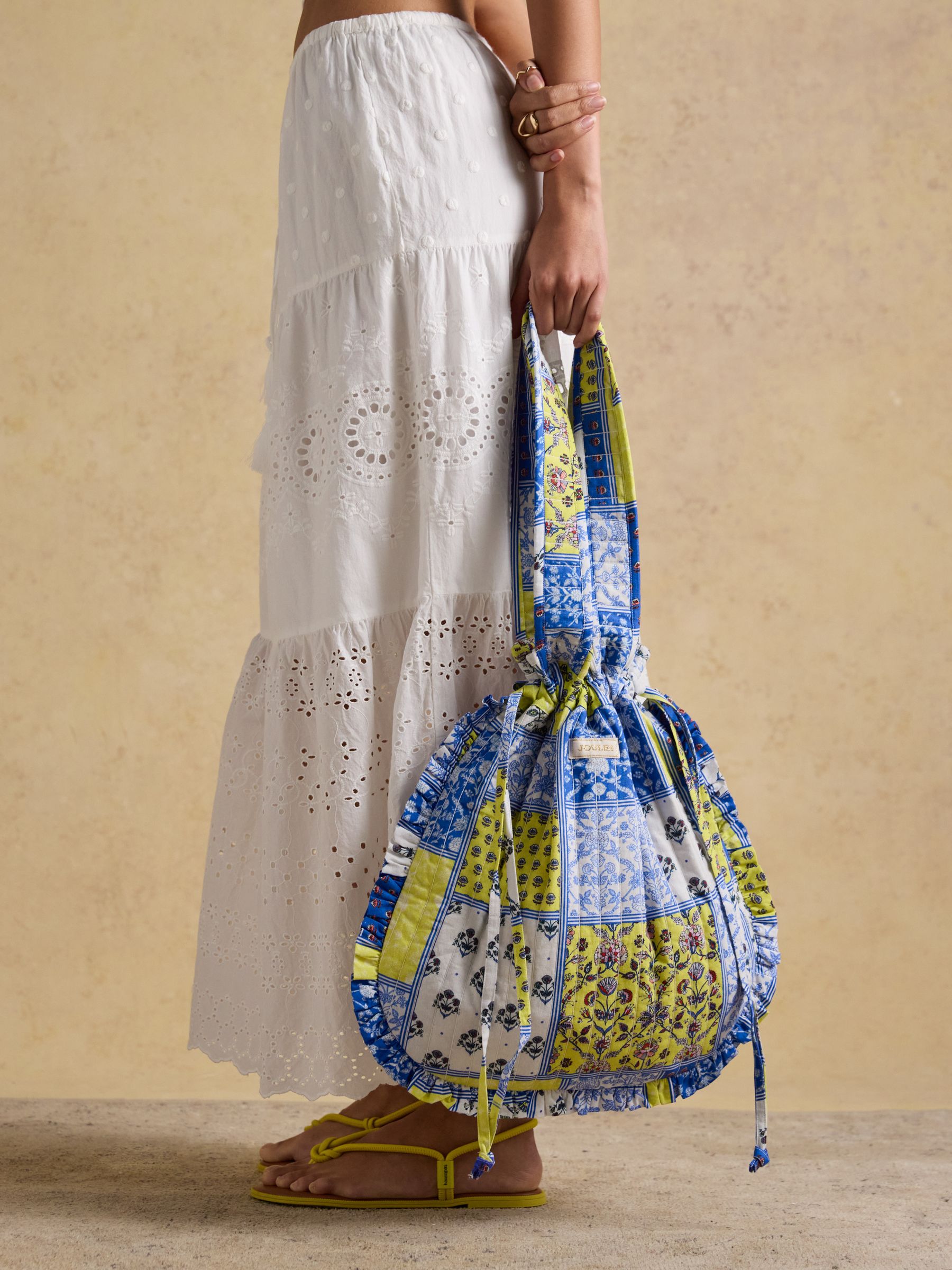 Nella Yellow Blue Hotch Potch Quilted Tote Bag - Image 2 of 9