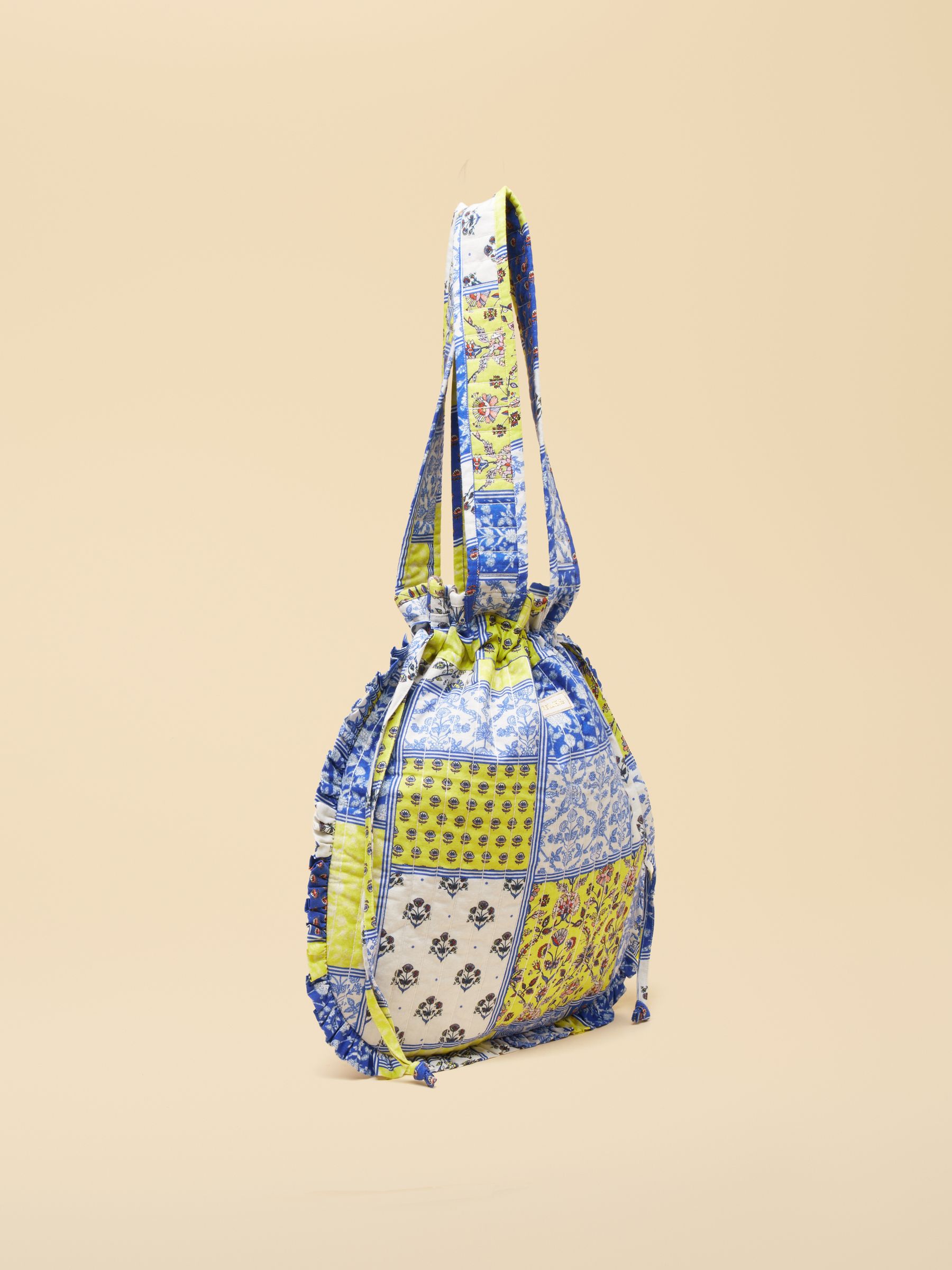 Nella Yellow Blue Hotch Potch Quilted Tote Bag - Image 5 of 9