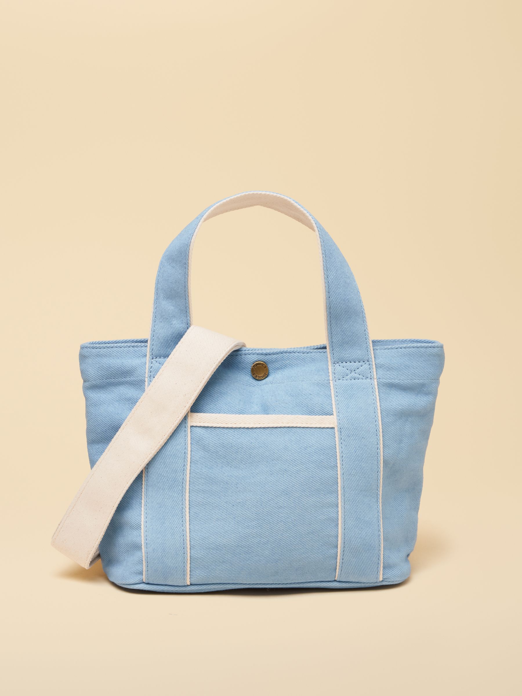 Blue Mini Crossbody Cotton Tote Bag - Image 1 of 9
