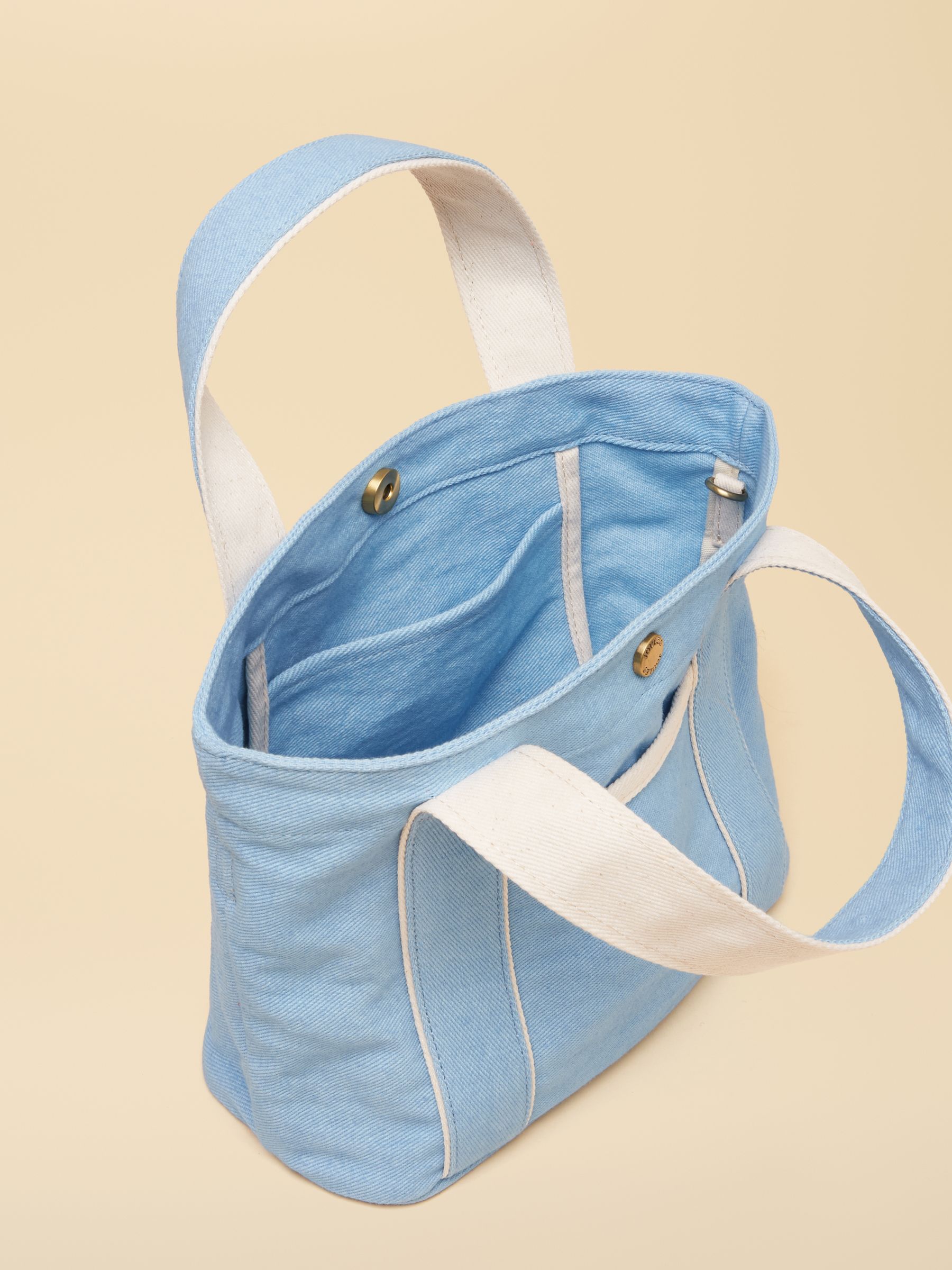 Blue Mini Crossbody Cotton Tote Bag - Image 6 of 9
