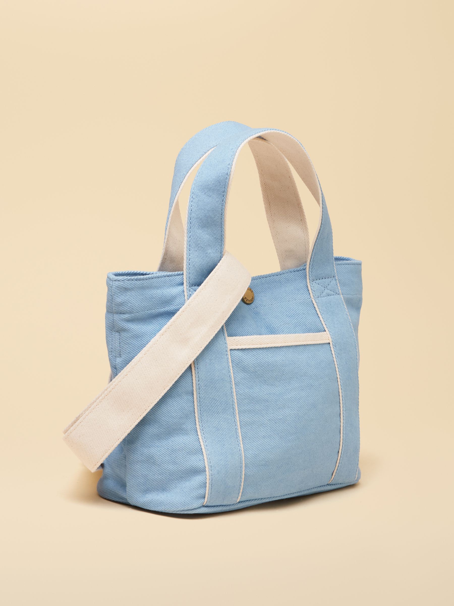Blue Mini Crossbody Cotton Tote Bag - Image 7 of 9