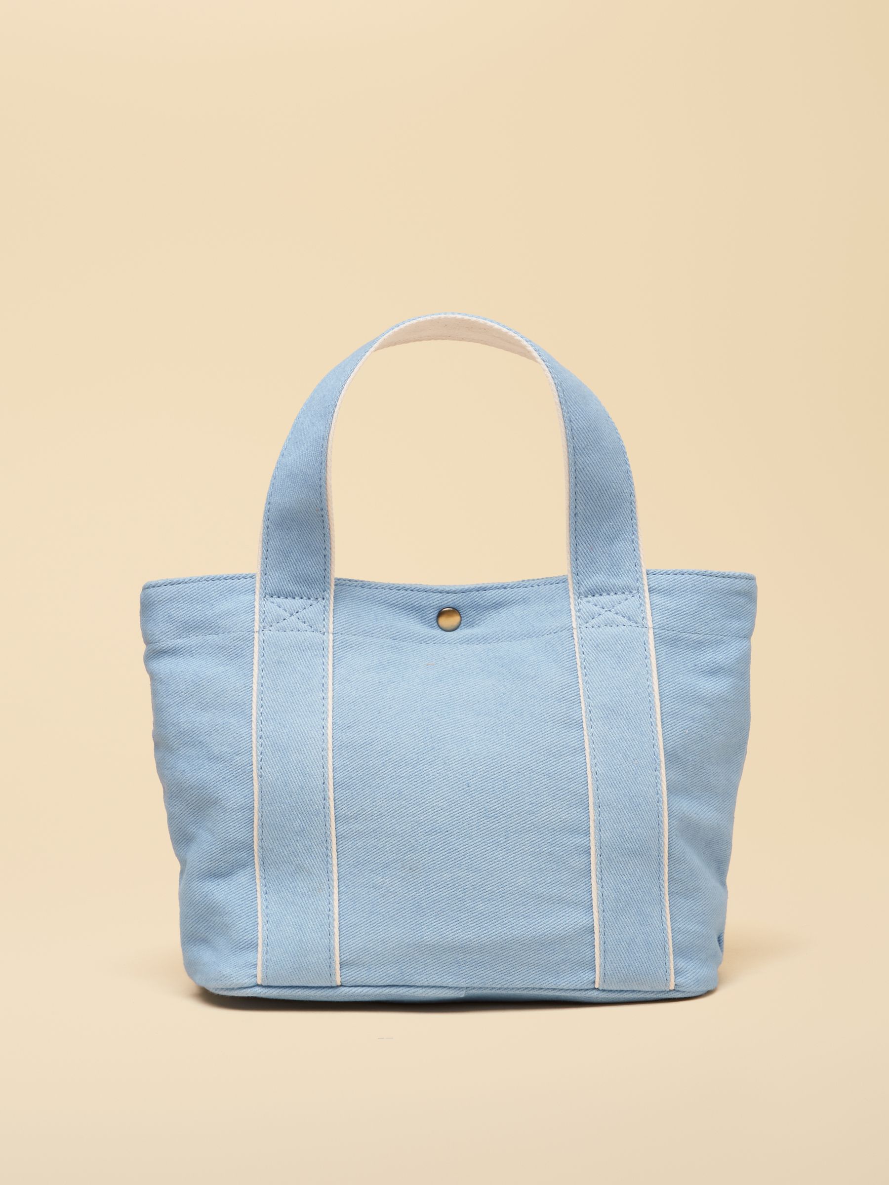 Blue Mini Crossbody Cotton Tote Bag - Image 8 of 9