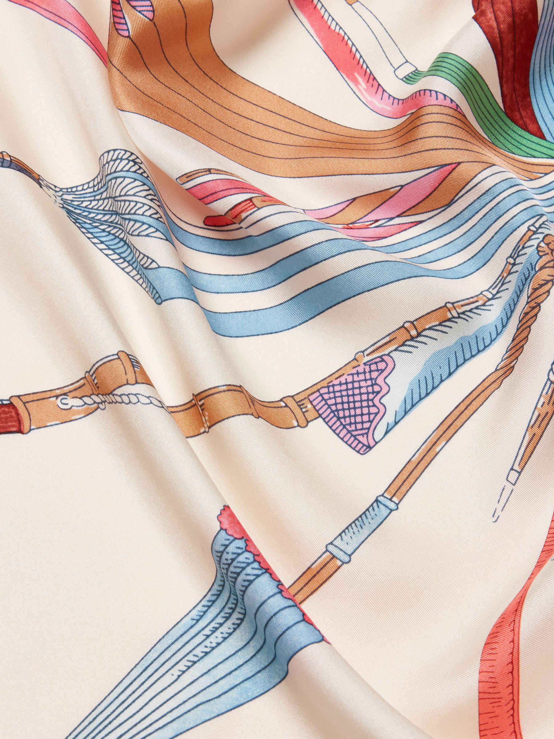 Bloomfield Cream & Navy Printed Square 100% Silk Scarf - Image 4 of 7