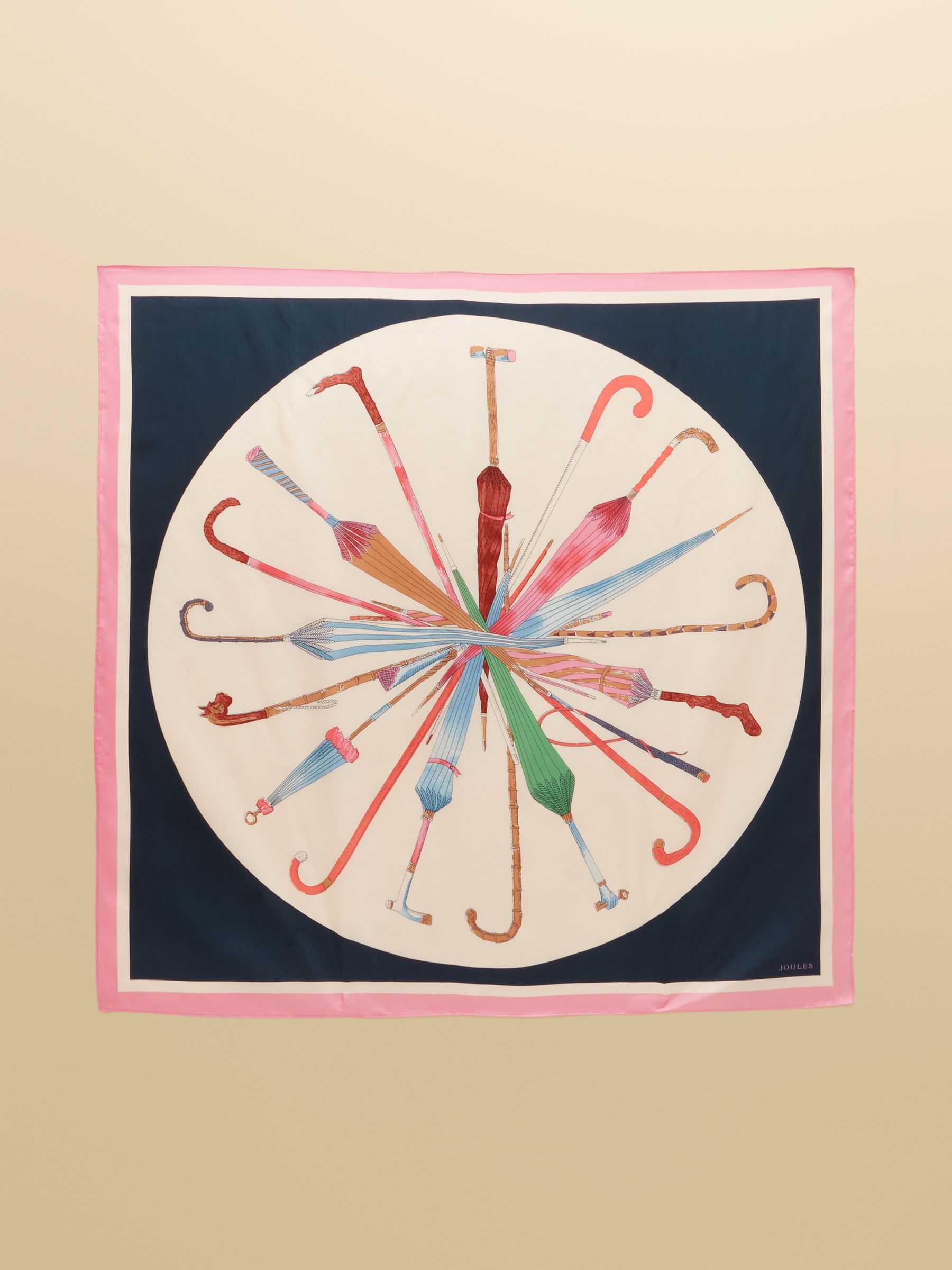 Bloomfield Cream & Navy Printed Square 100% Silk Scarf - Image 7 of 7