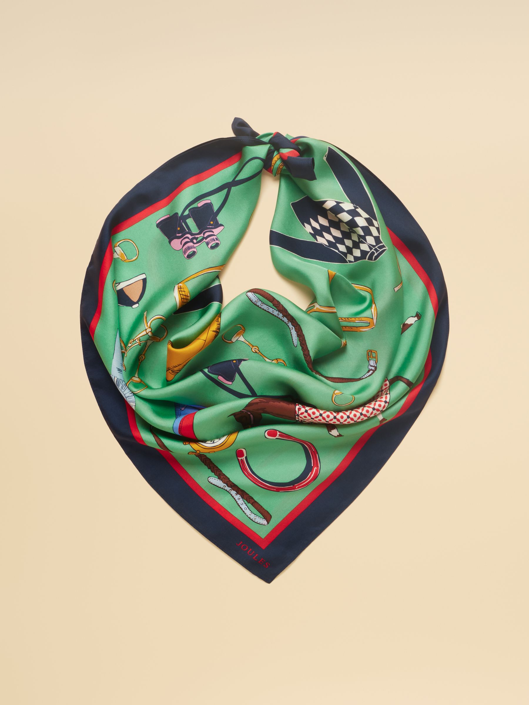 Bloomfield Green Equestrian Square 100% Silk Scarf - Image 1 of 5