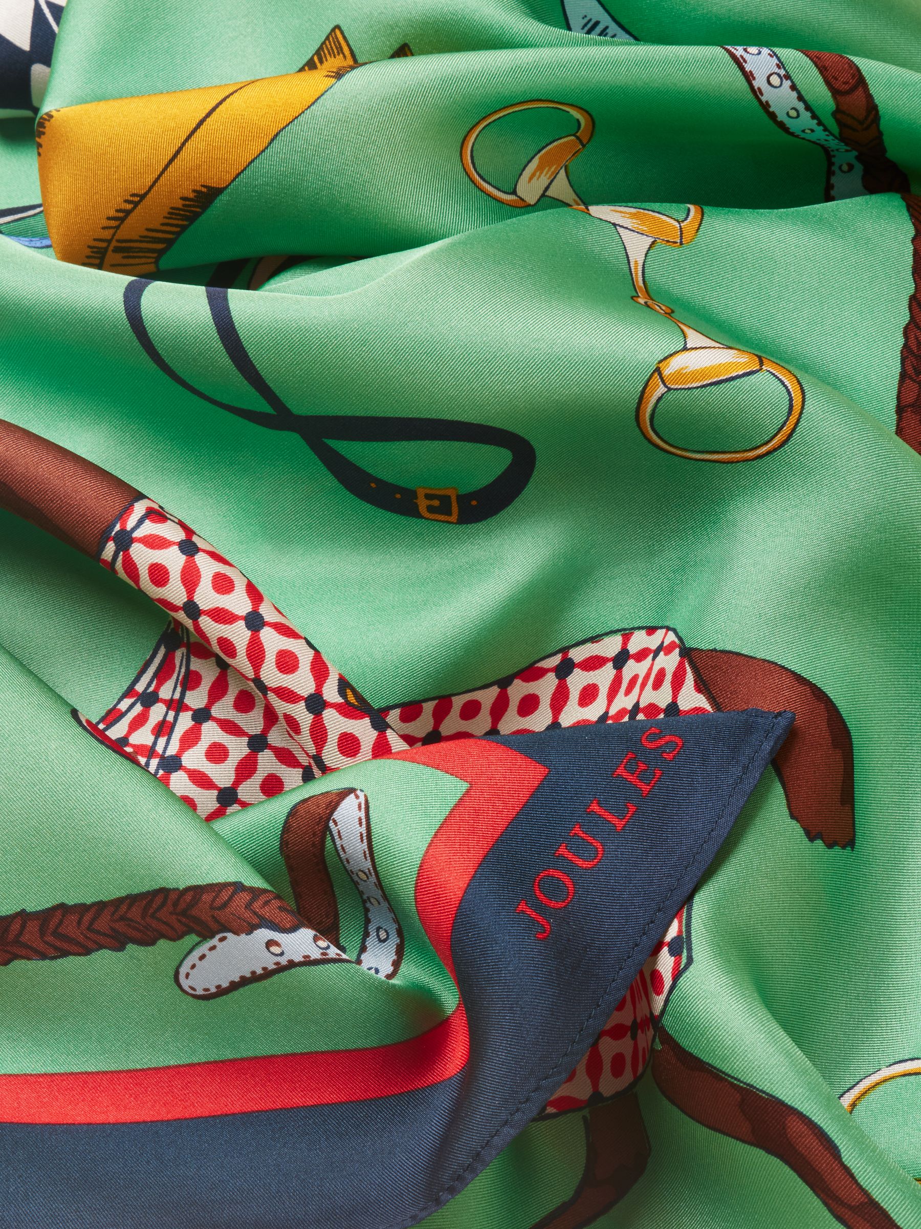 Bloomfield Green Equestrian Square 100% Silk Scarf - Image 4 of 5