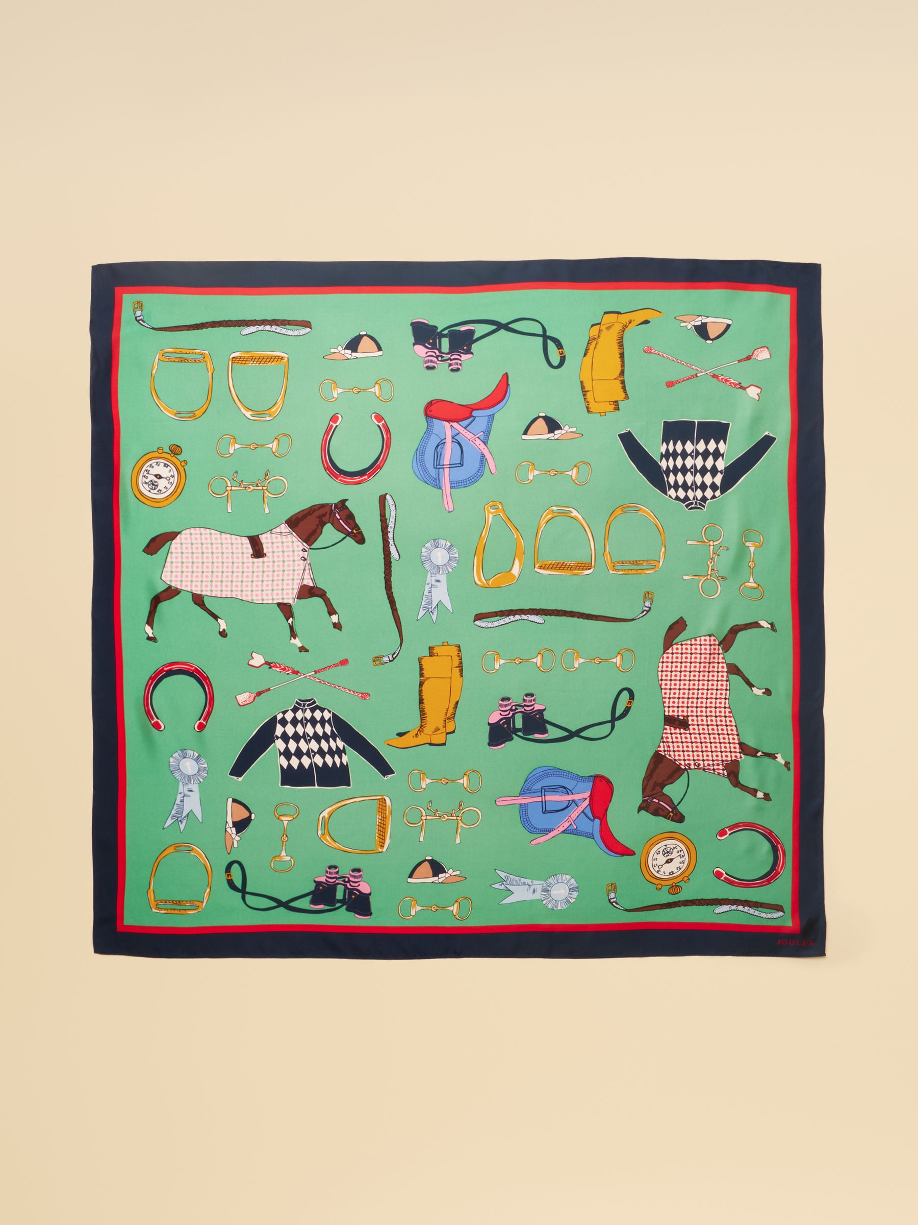 Bloomfield Green Equestrian Square 100% Silk Scarf - Image 5 of 5