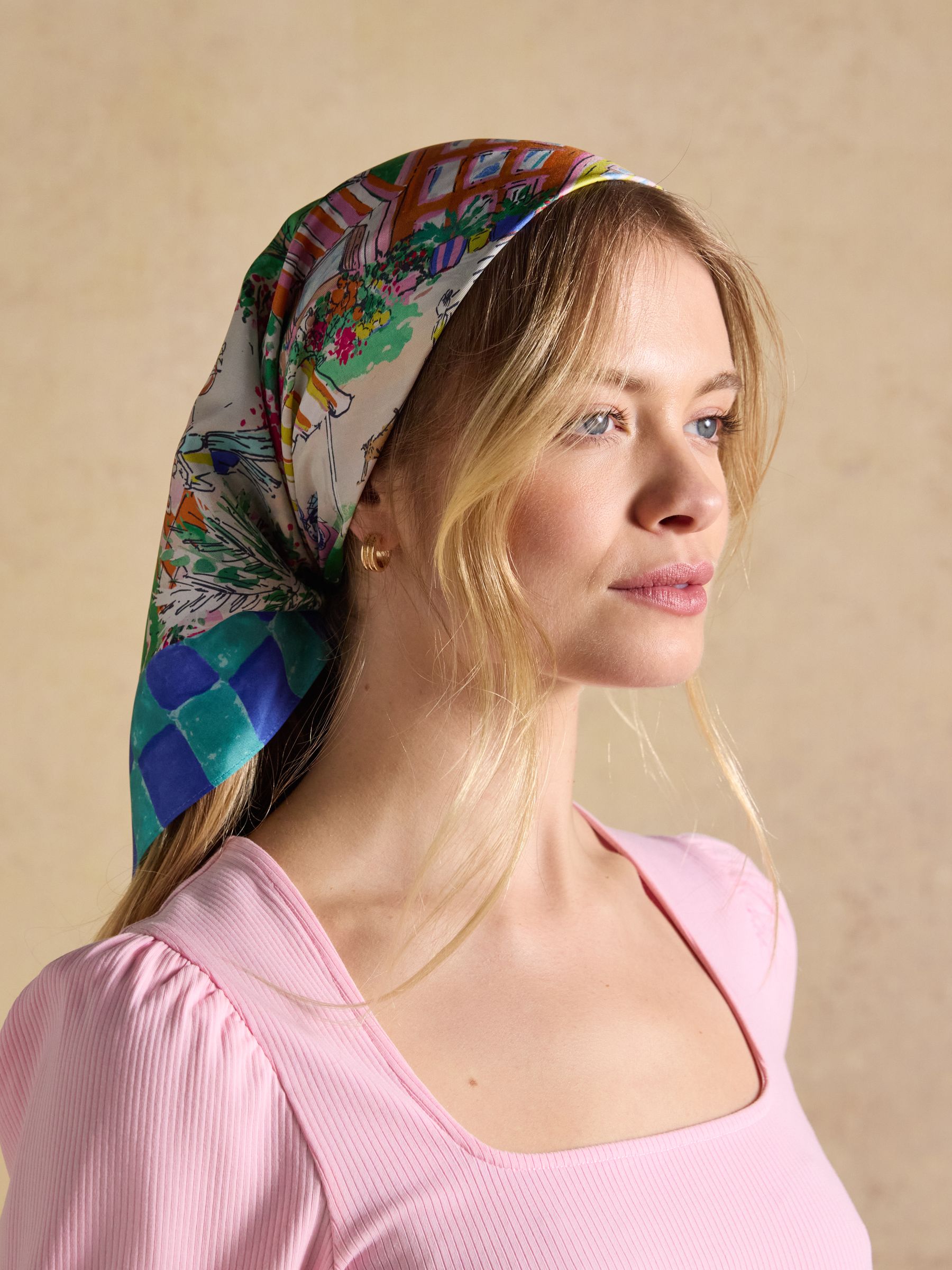 Bloomfield Amalfi Scene Square 100% Silk Scarf - Image 6 of 8