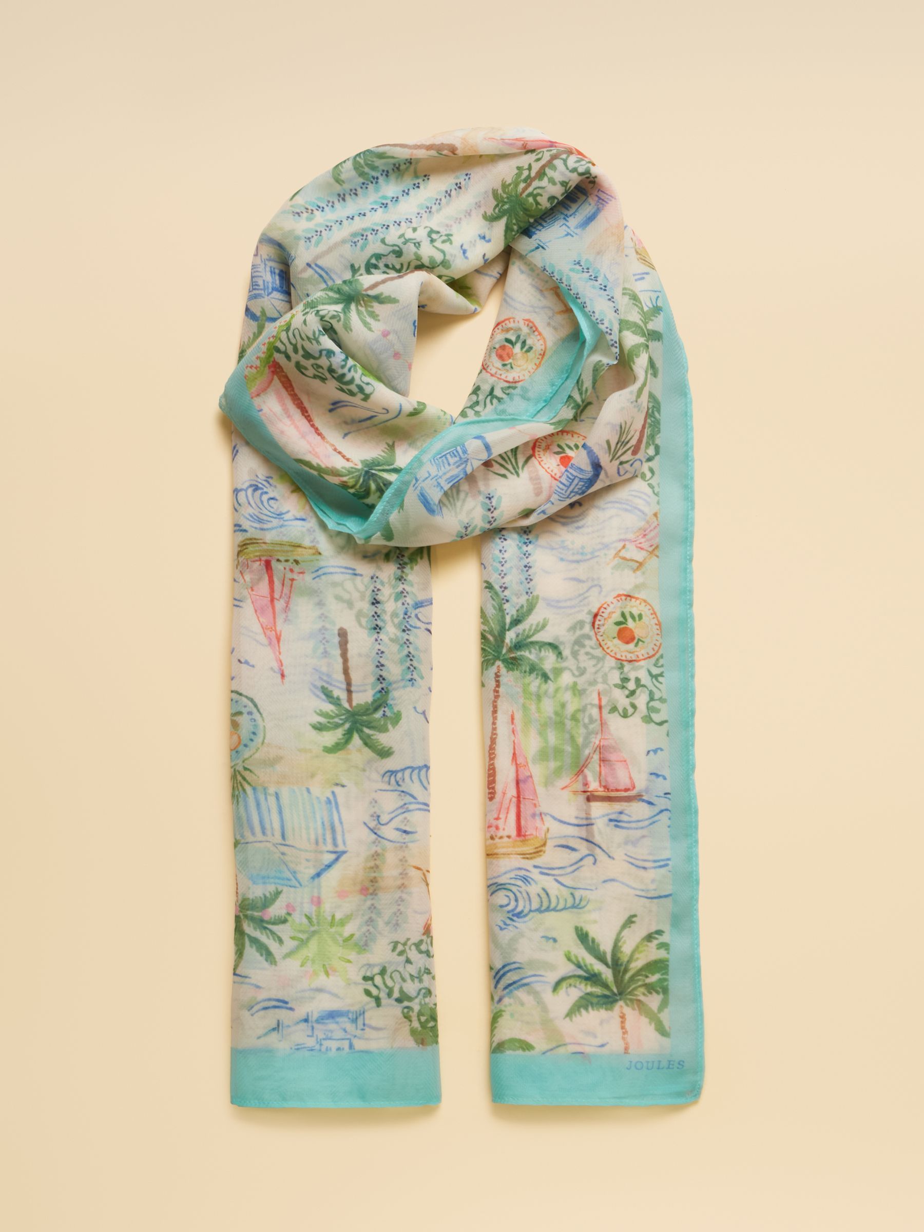 Abberton Palm Print Printed Scarf - Image 1 of 9 Abberton Palm Print Printed Scarf - Image 1 of 9
