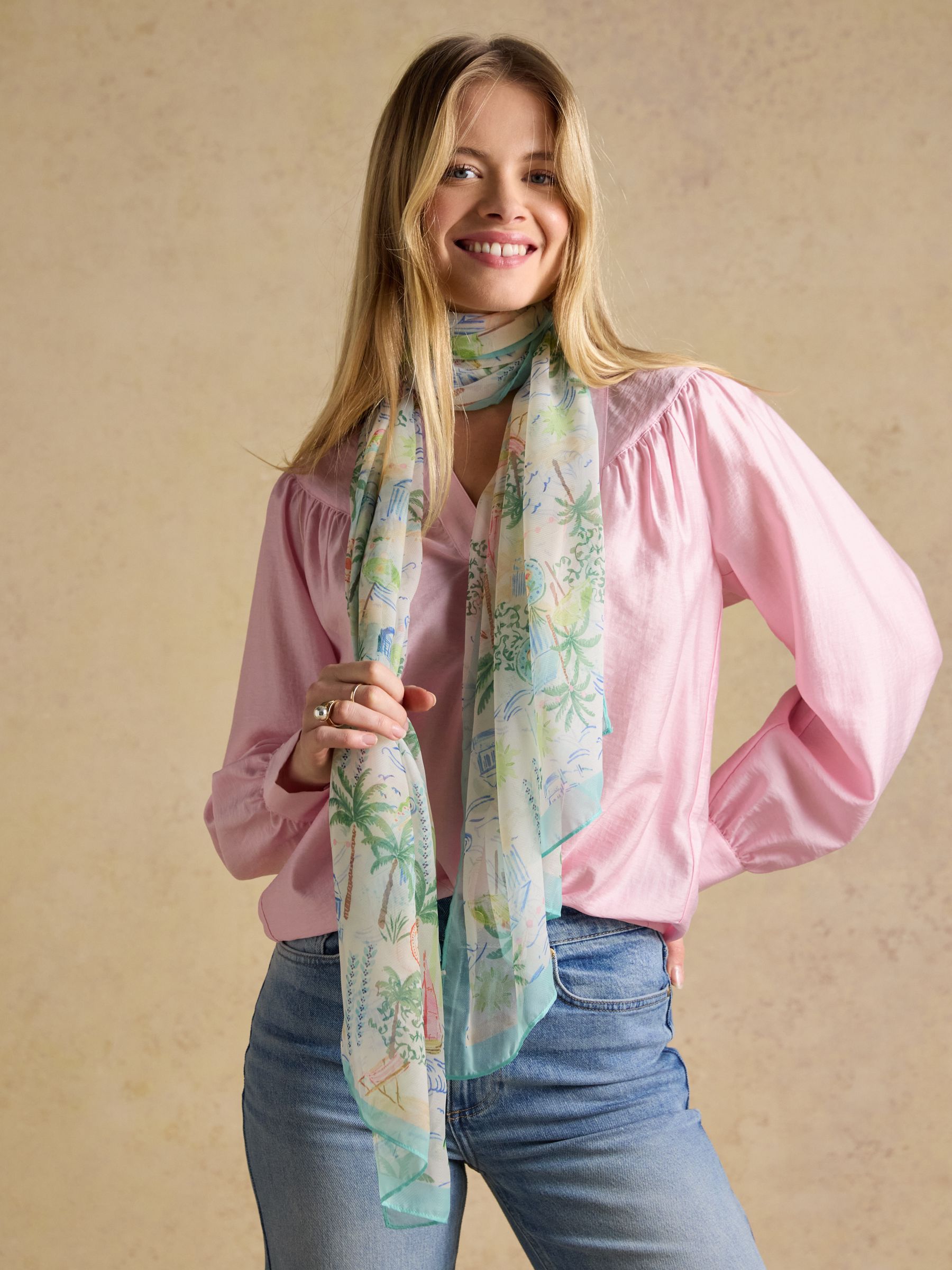 Abberton Palm Print Printed Scarf - Image 2 of 9