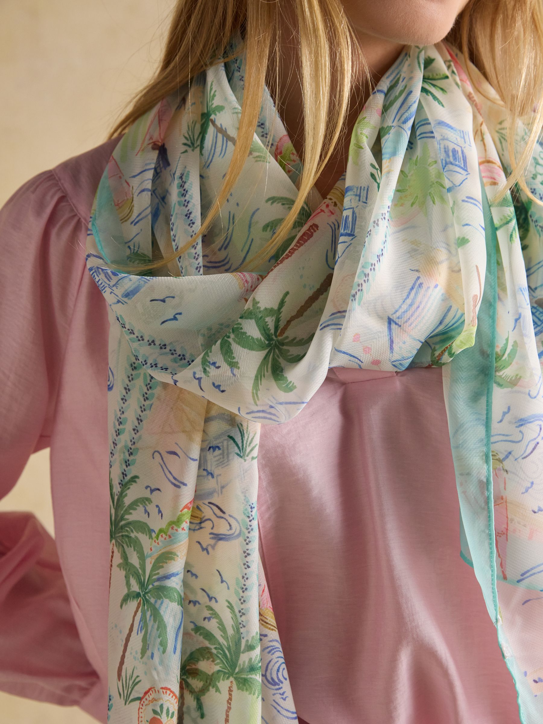 Abberton Palm Print Printed Scarf - Image 3 of 9