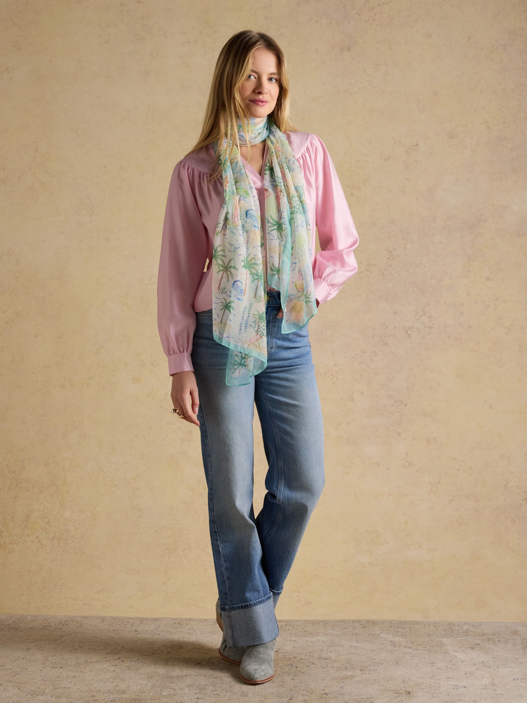 Abberton Palm Print Printed Scarf - Image 4 of 9