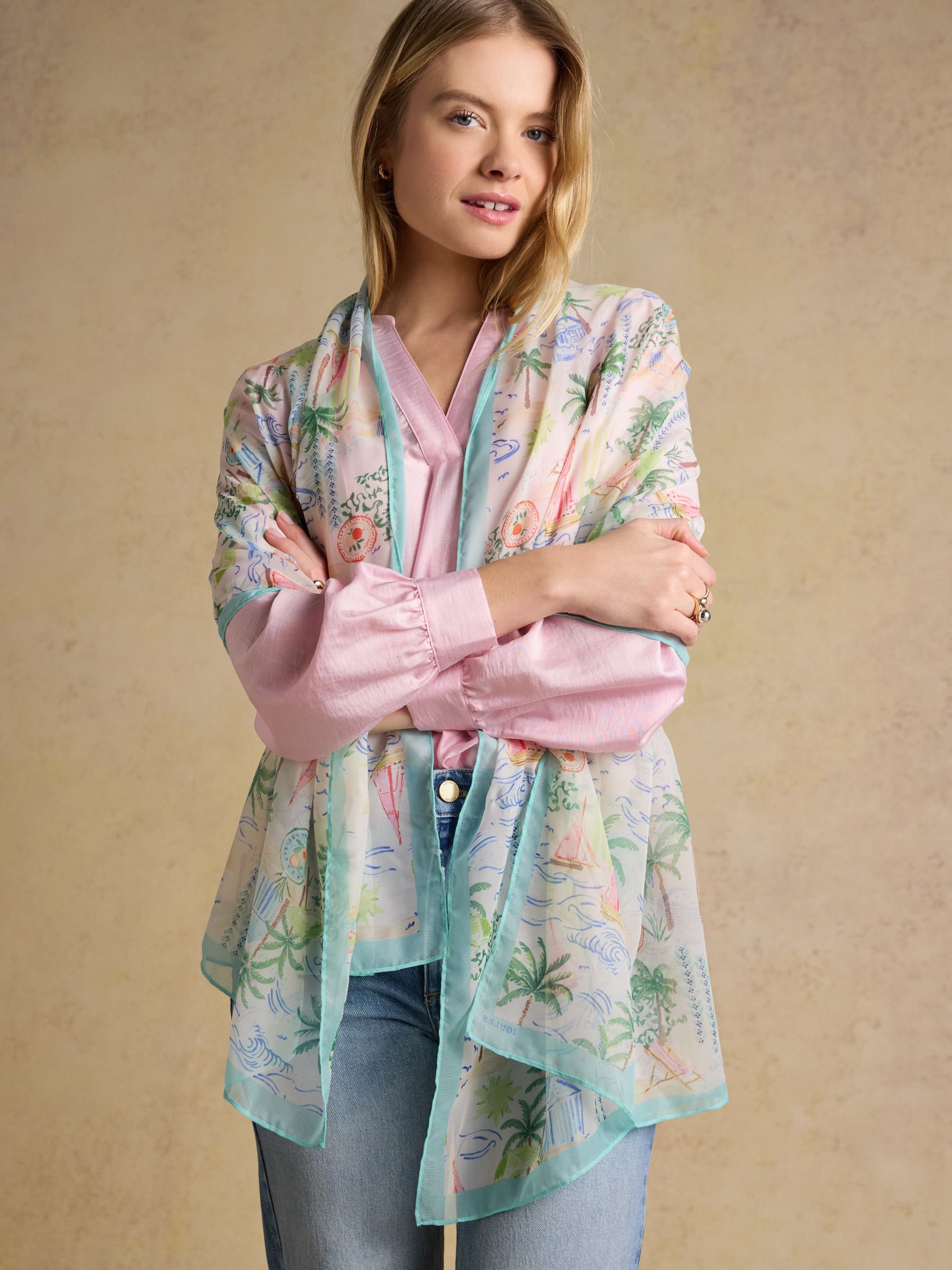 Abberton Palm Print Printed Scarf - Image 6 of 9