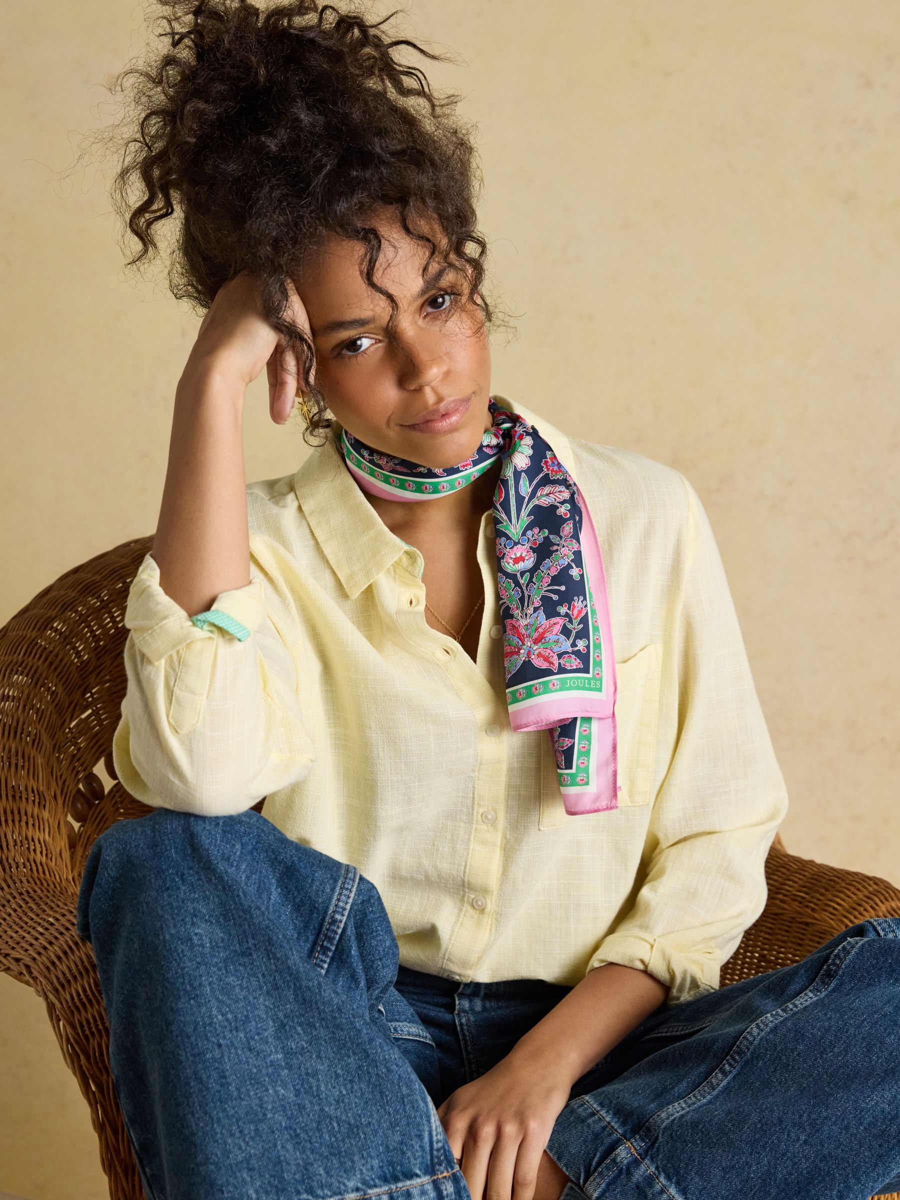 Highgrove Navy & Pink Floral 100% Silk Printed Scarf - Image 2 of 6