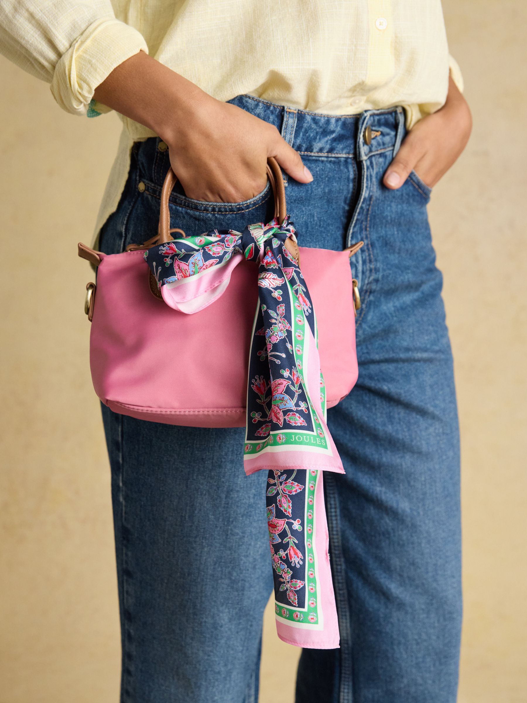 Highgrove Navy & Pink Floral 100% Silk Printed Scarf - Image 5 of 6