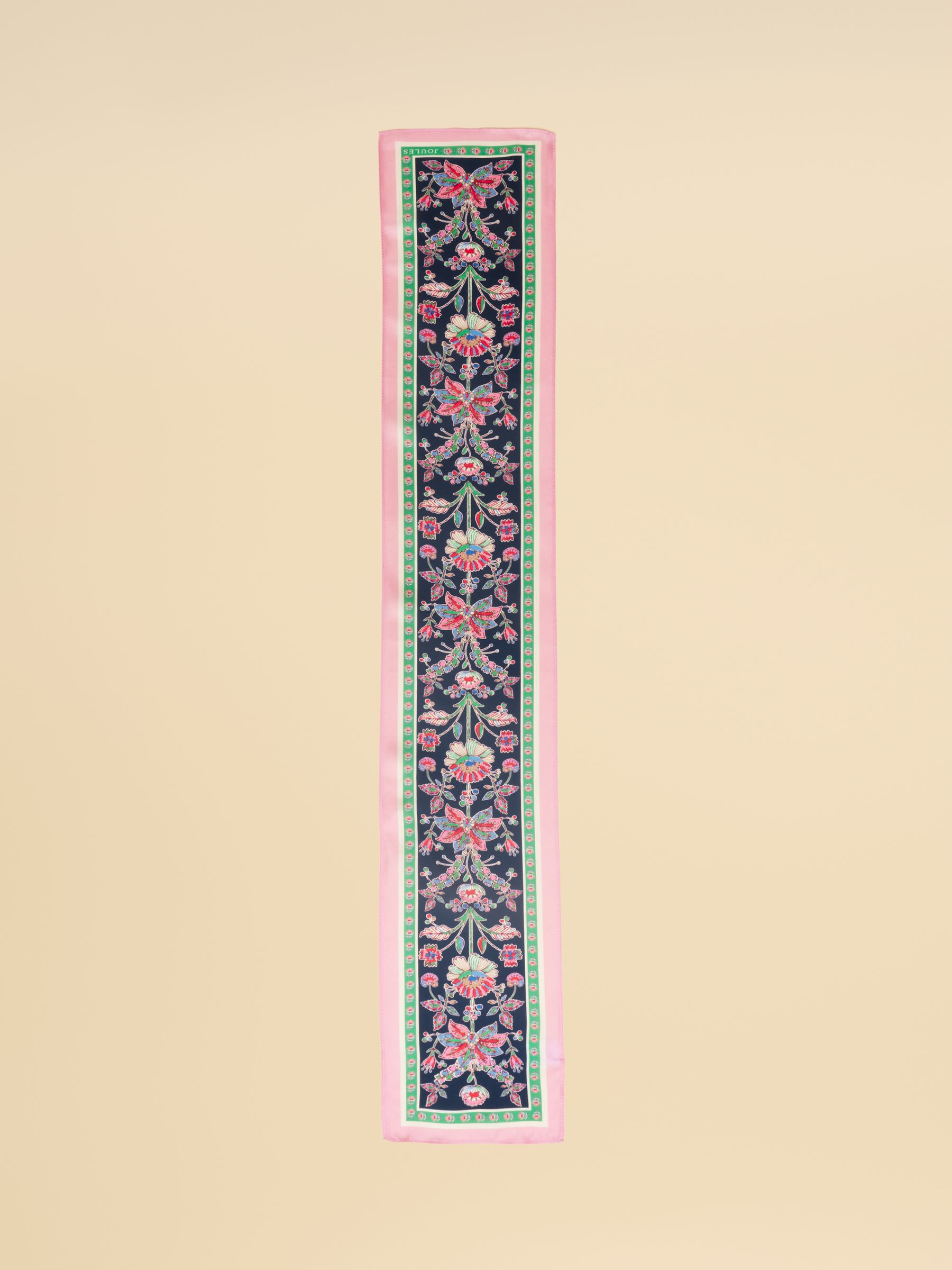 Highgrove Navy & Pink Floral 100% Silk Printed Scarf - Image 6 of 6