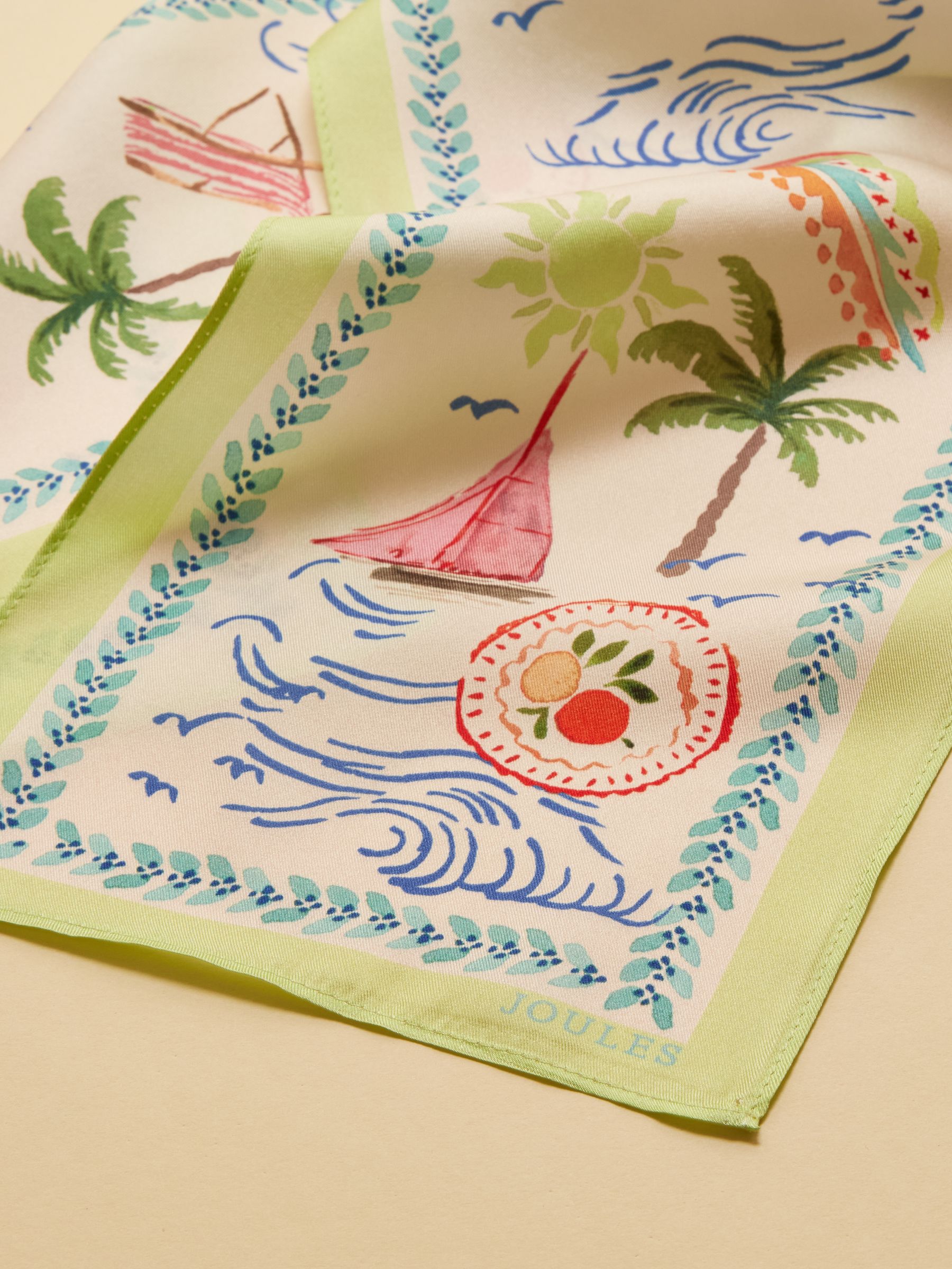 Highgrove Palm Print 100% Silk Printed Scarf - Image 4 of 7