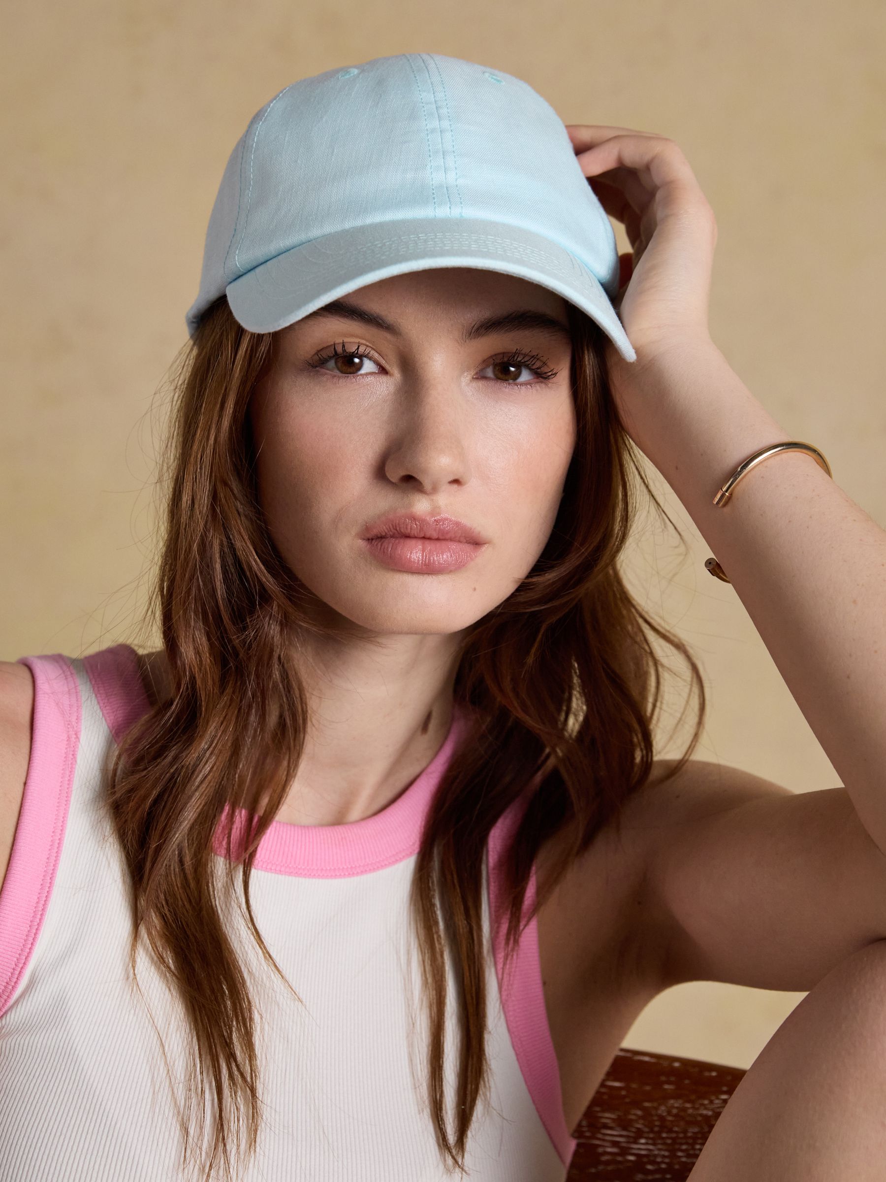 Daley Blue Pure Linen Baseball Cap - Image 1 of 8