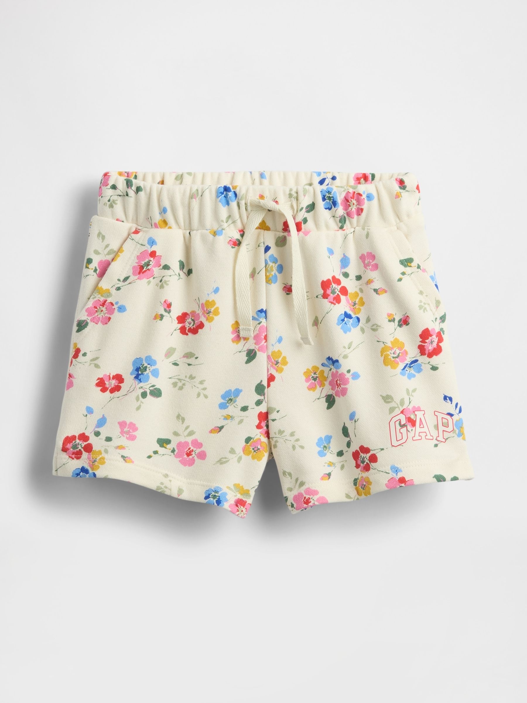 Cream Floral Logo Pull On Shorts - Image 1 of 3