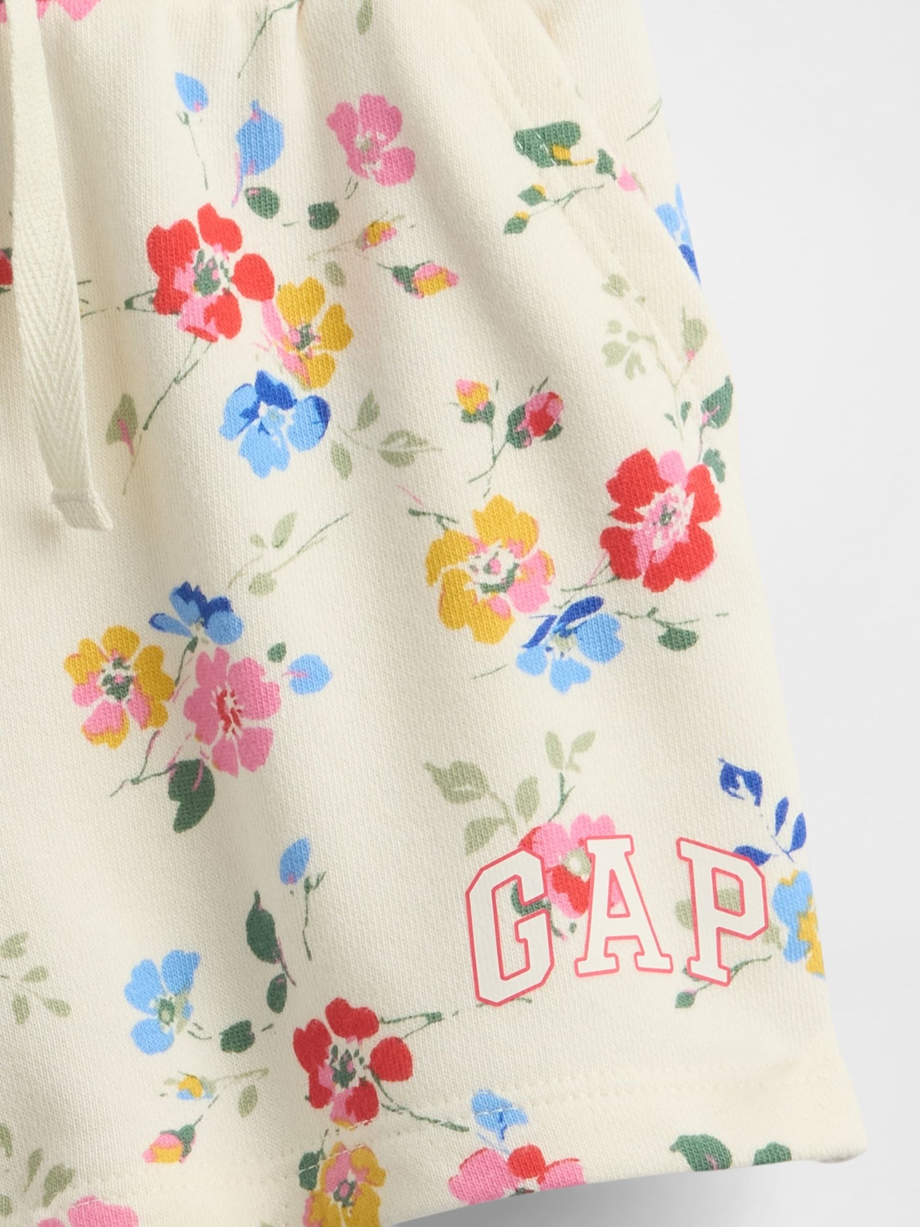Cream Floral Logo Pull On Shorts - Image 3 of 3
