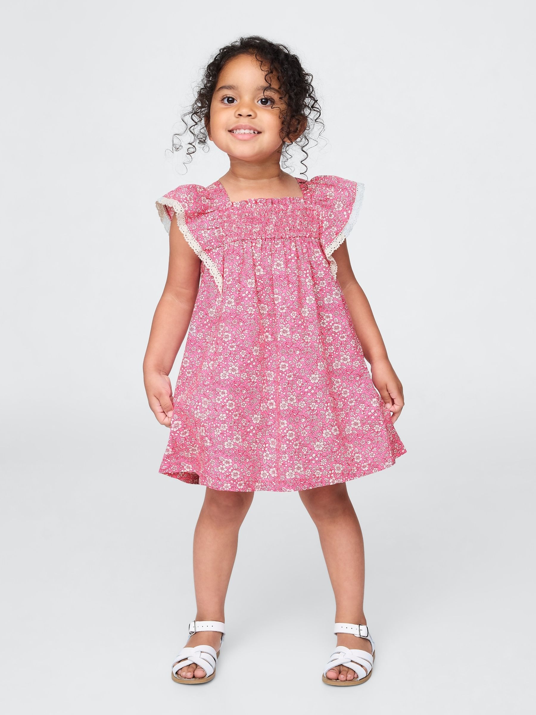 Pink Poplin Flutter-Sleeve Dress (6mths-5yrs) - Image 1 of 4