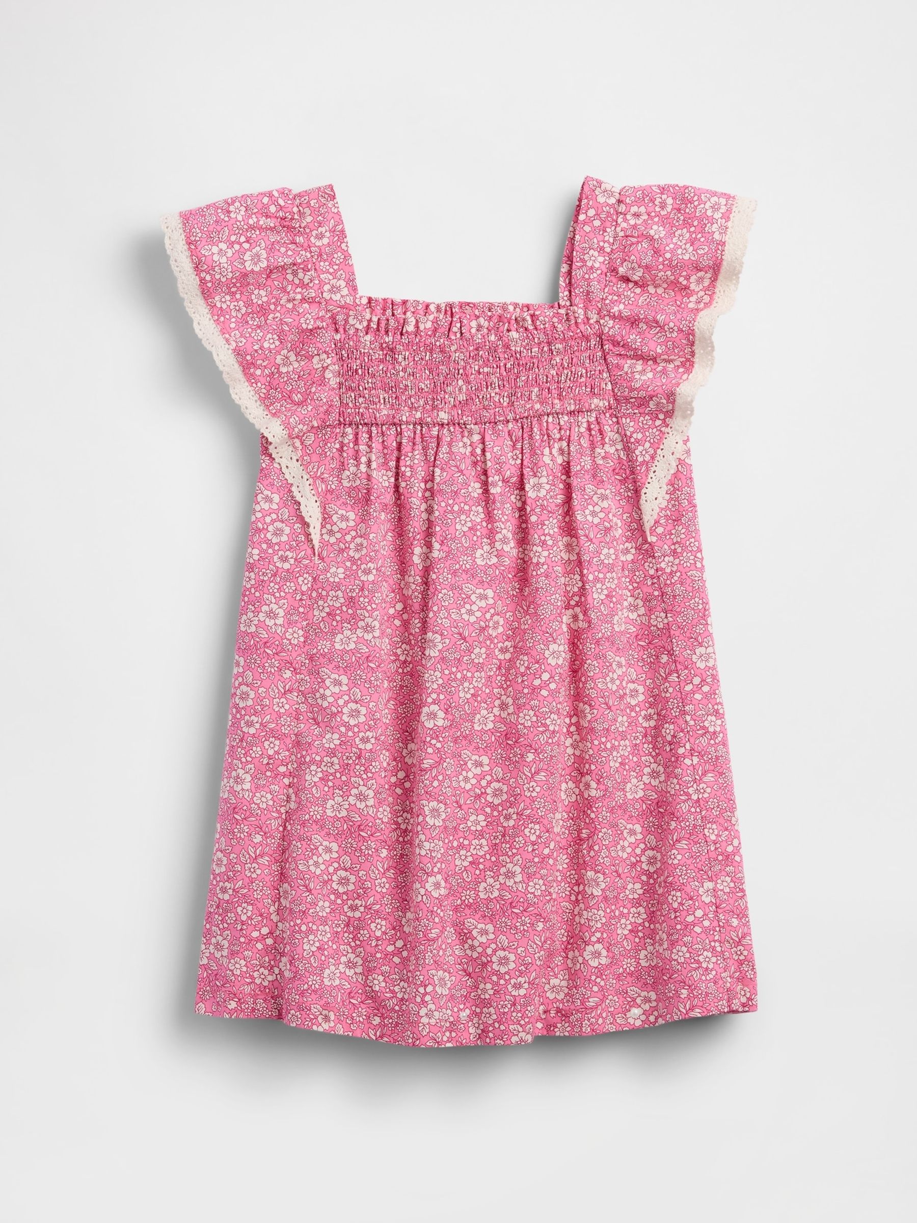 Pink Poplin Flutter-Sleeve Dress (6mths-5yrs) - Image 3 of 4