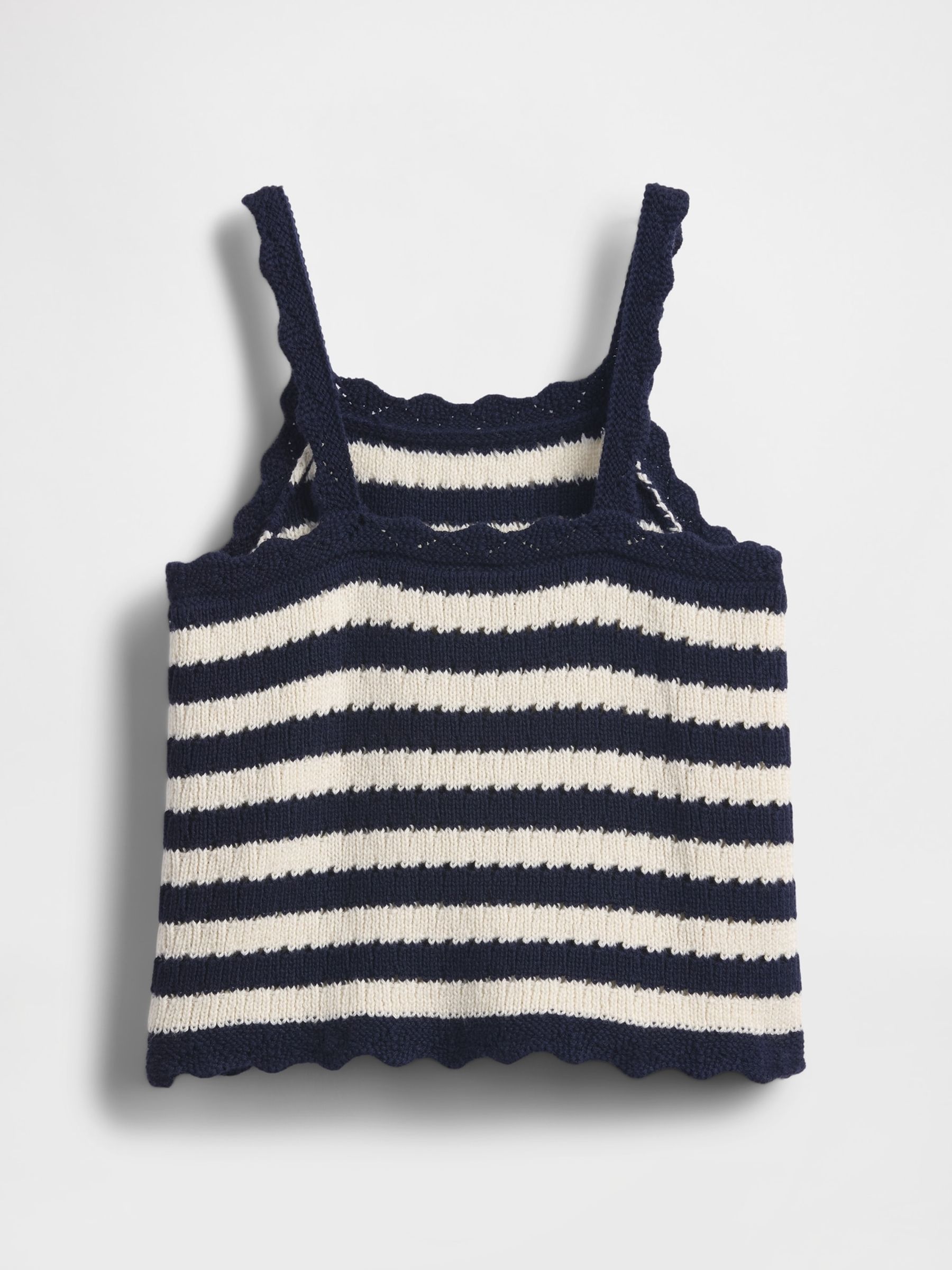 Black/White Scalloped Crochet Vest Top (6mths-5yrs) - Image 2 of 4