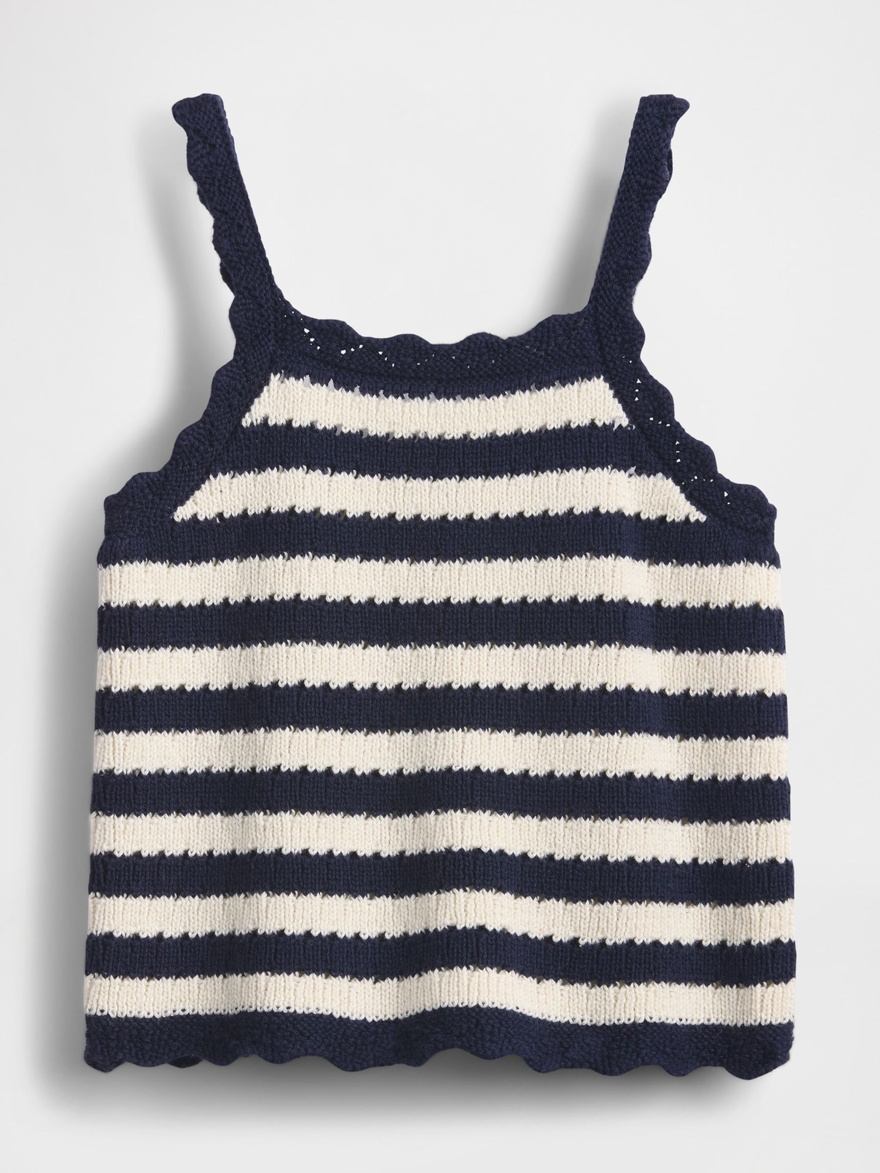 Black/White Scalloped Crochet Vest Top (6mths-5yrs) - Image 3 of 4