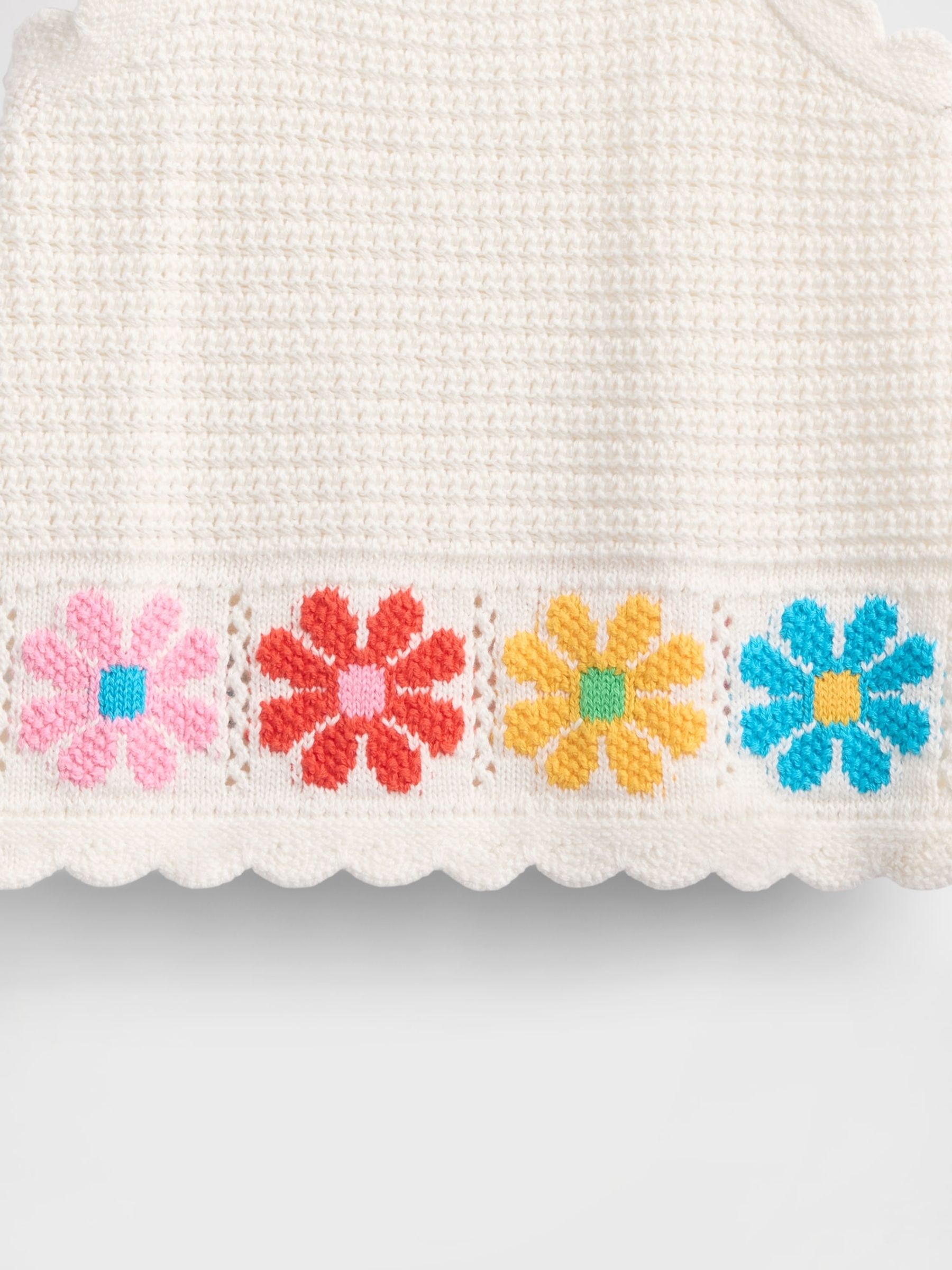 White Floral Scalloped Crochet Vest Top (6mths-5yrs) - Image 4 of 4