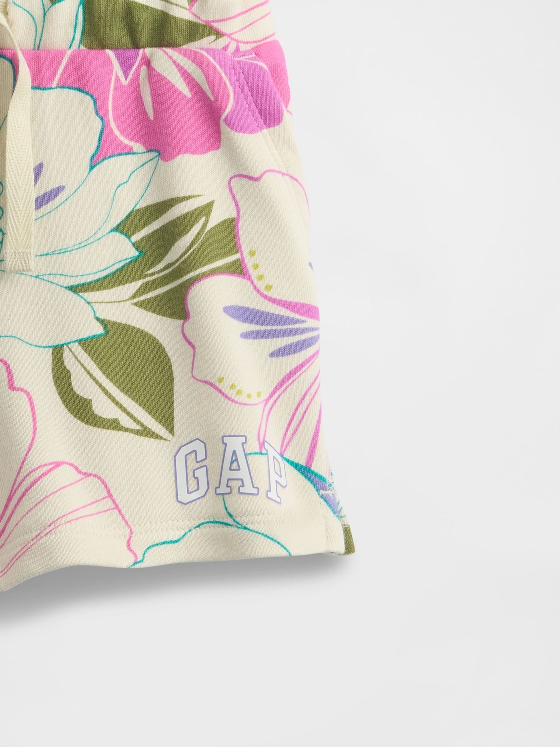 Beige Floral Logo Pull On Shorts - Image 3 of 3