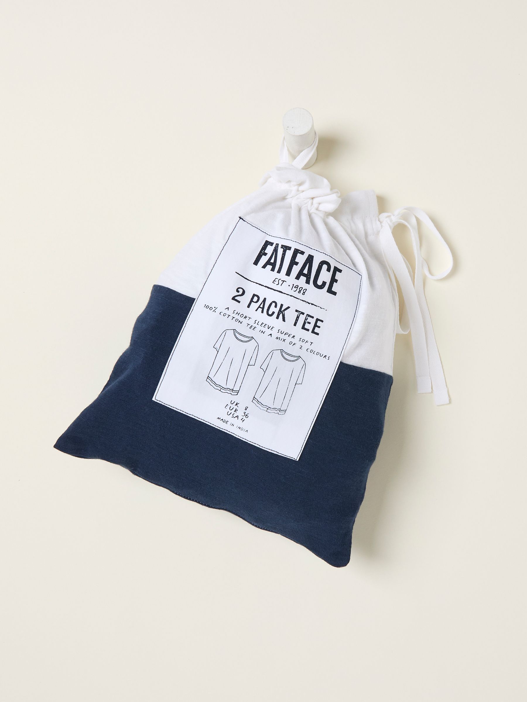 Natalie Navy/White 2 Pack Plain T Shirt - Image 9 of 9