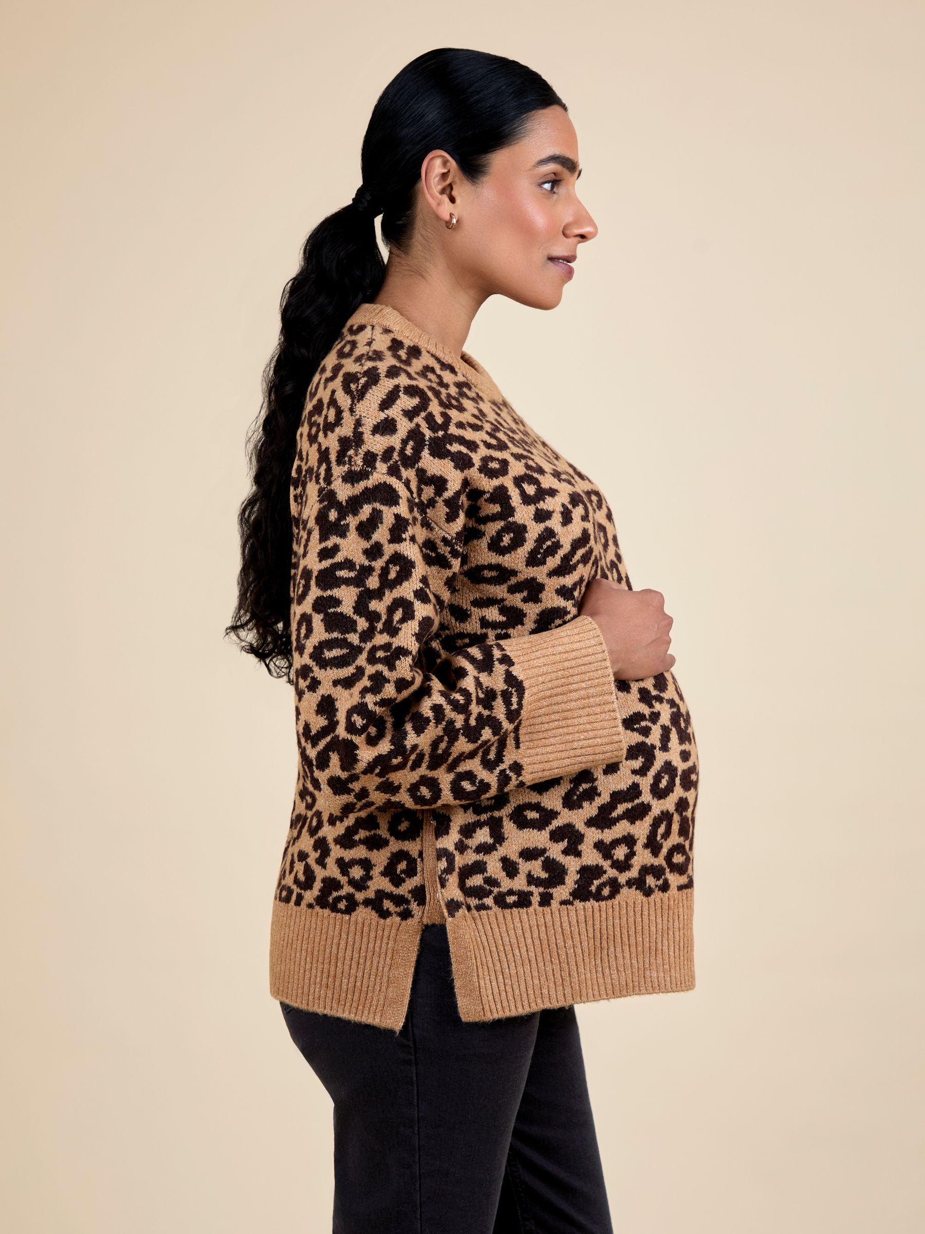 Brown Animal Crew Neck Maternity And Nursing Jumper - Image 5 of 5