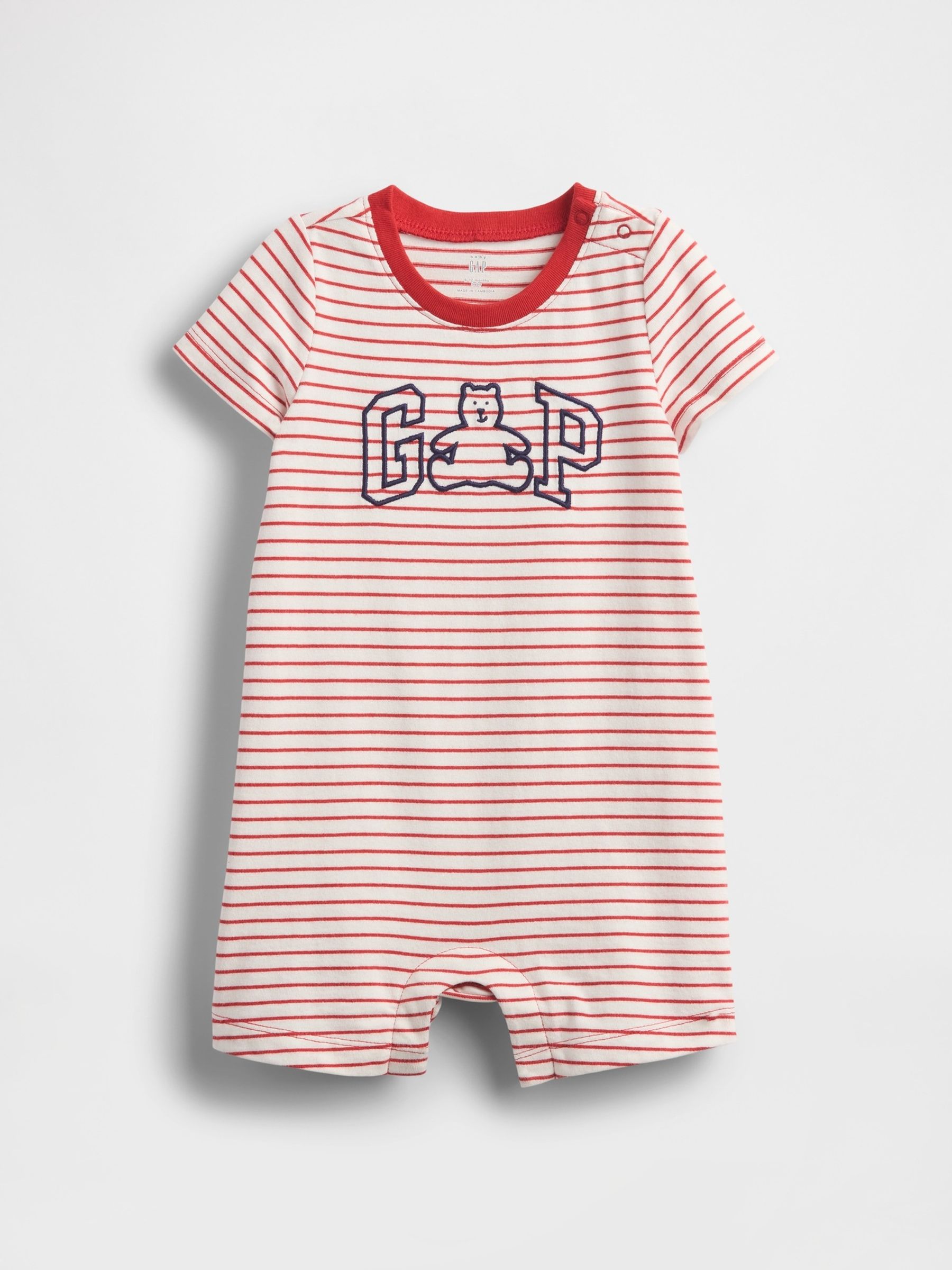 Red Stripe Logo Cotton One-Piece (Newborn-24mths) - Image 1 of 3