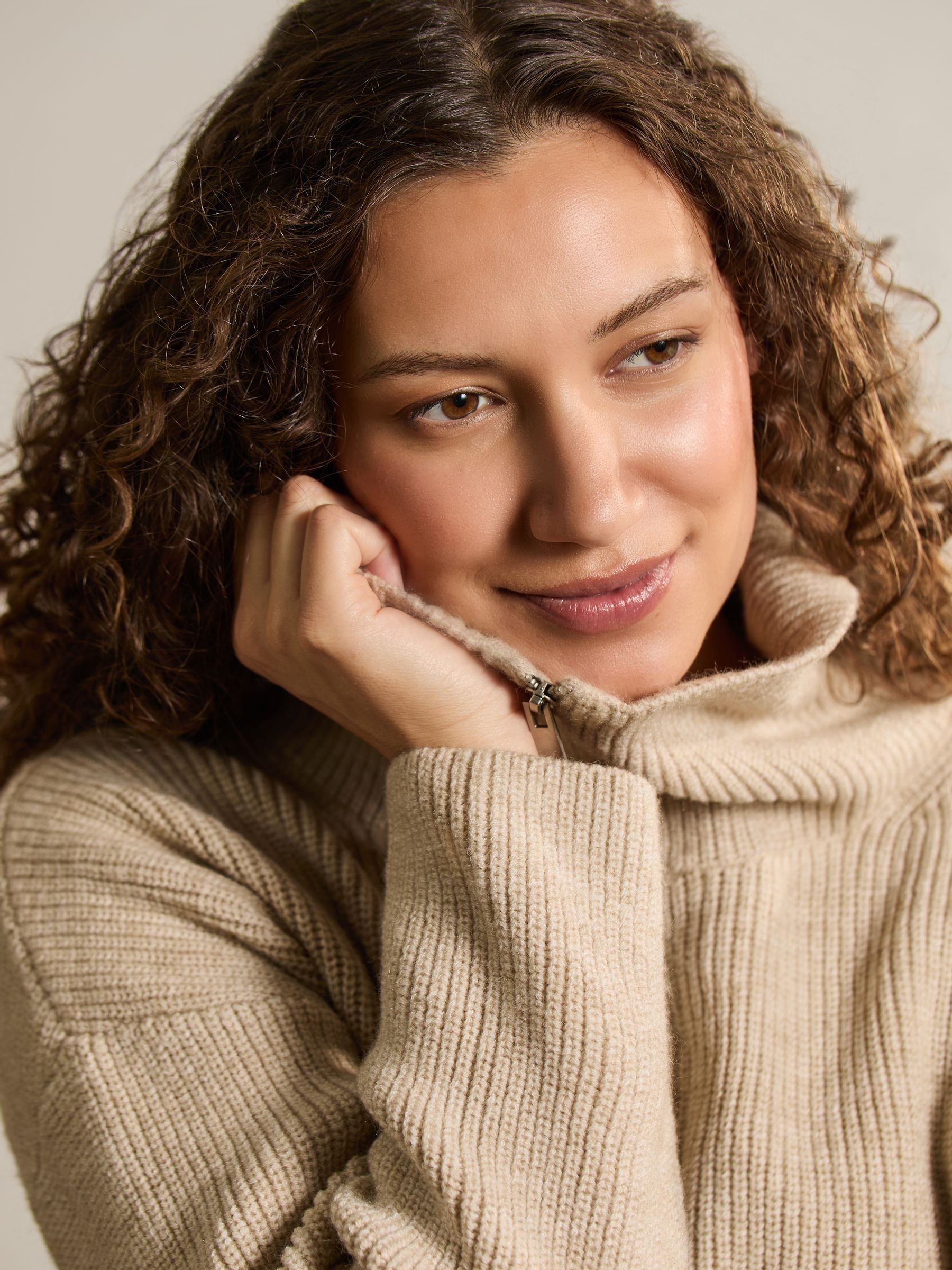 Natural Oatmeal Half Zip Maternity And Nursing Jumper - Image 4 of 5