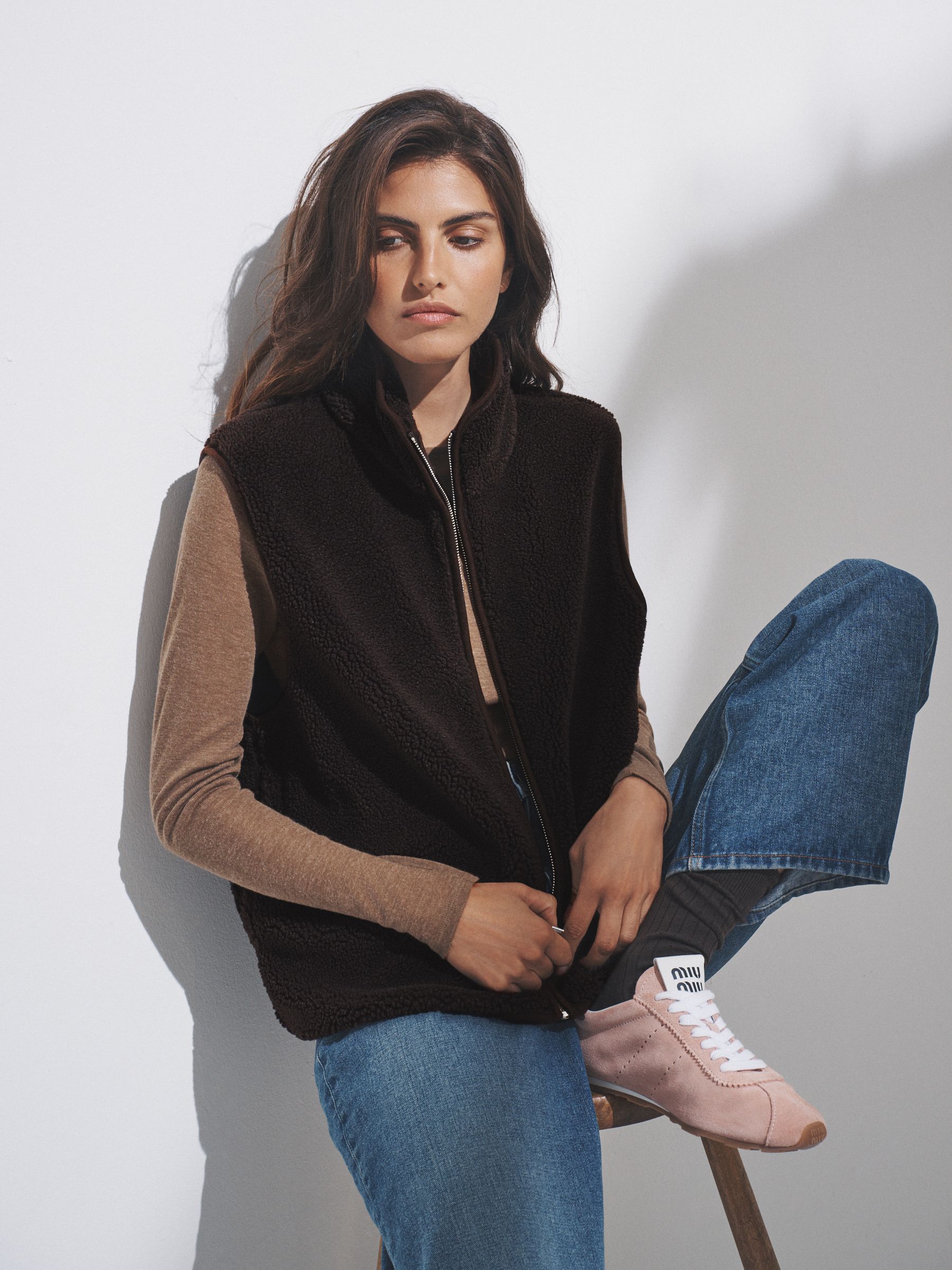 2 Pack Borg Zip Through Gilets Chocolate Brown/Cream - Image 1 of 6