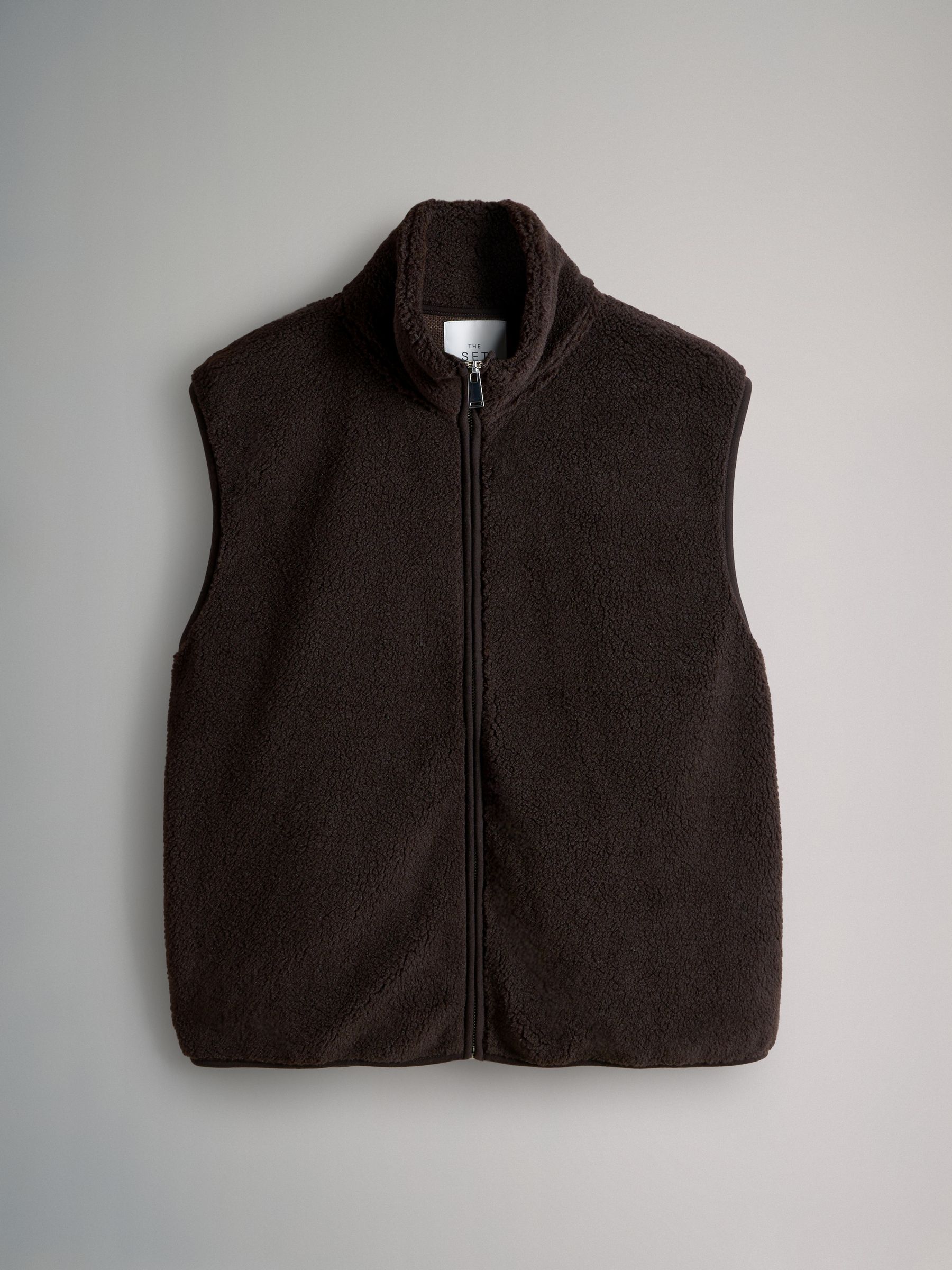 2 Pack Borg Zip Through Gilets Chocolate Brown/Cream - Image 5 of 6