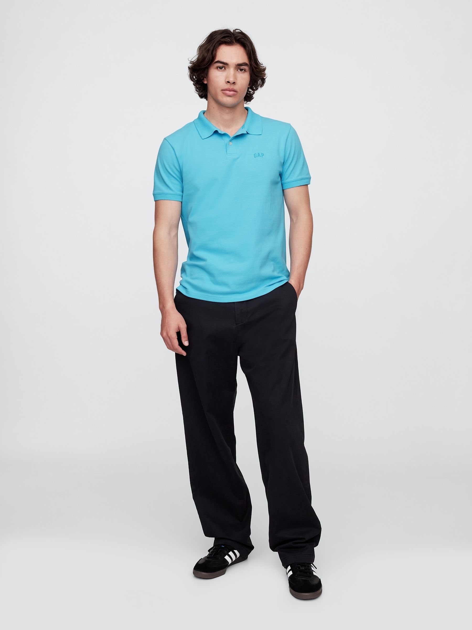 Blue Pique Logo 100% Cotton Short Sleeve Polo Shirt - Image 3 of 5