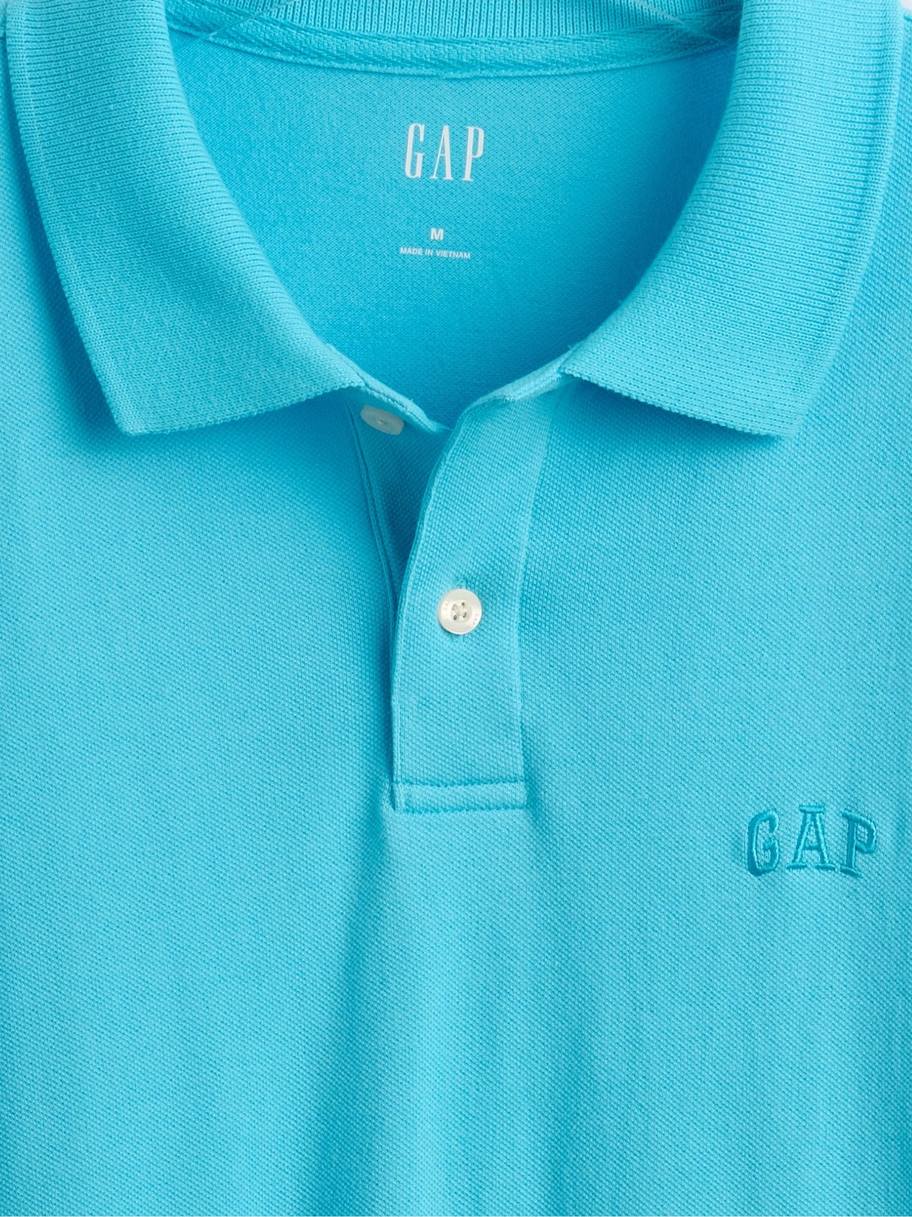 Blue Pique Logo 100% Cotton Short Sleeve Polo Shirt - Image 5 of 5