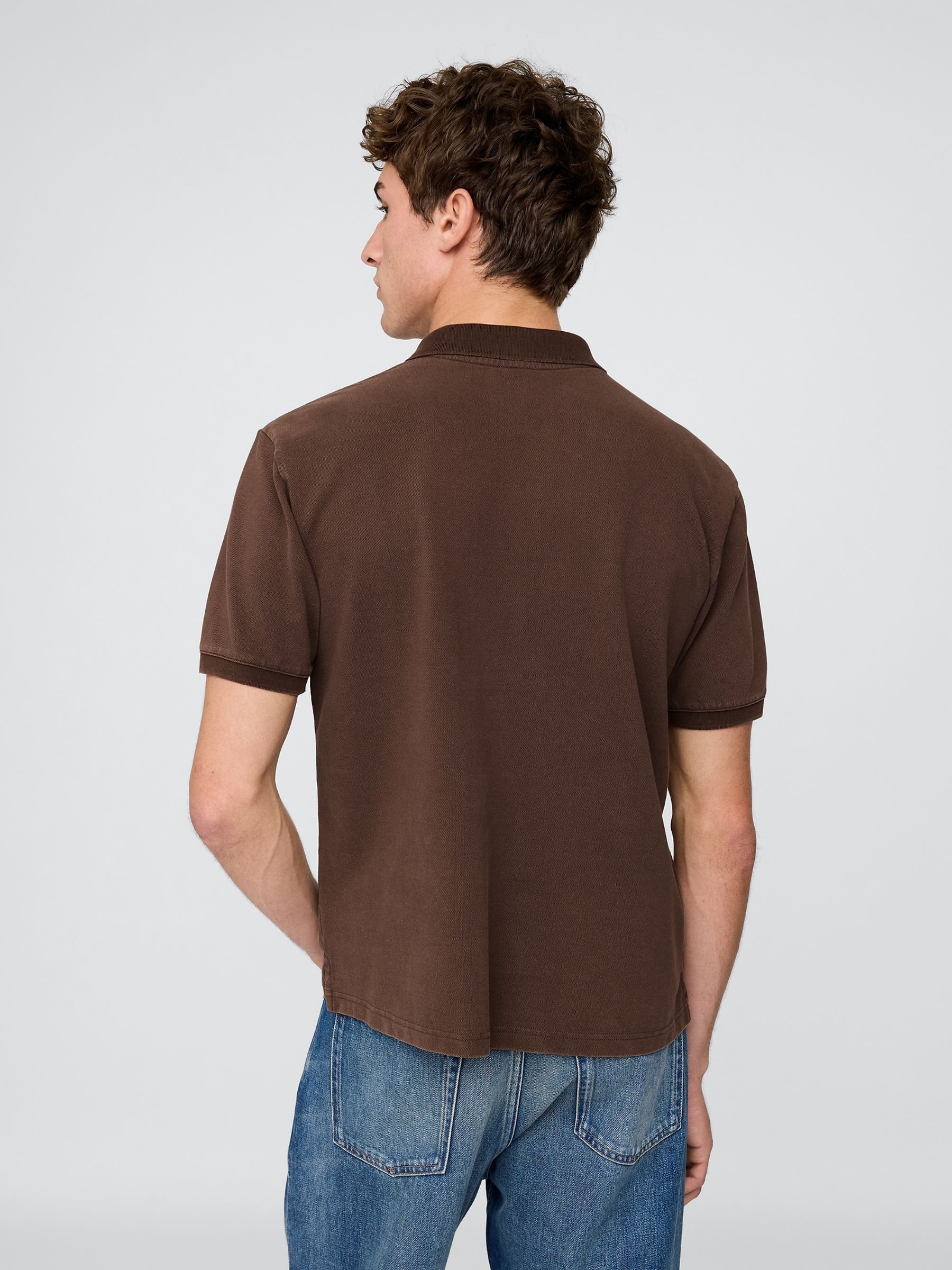 Brown Cotton Pique Short Sleeve Polo Shirt - Image 2 of 5