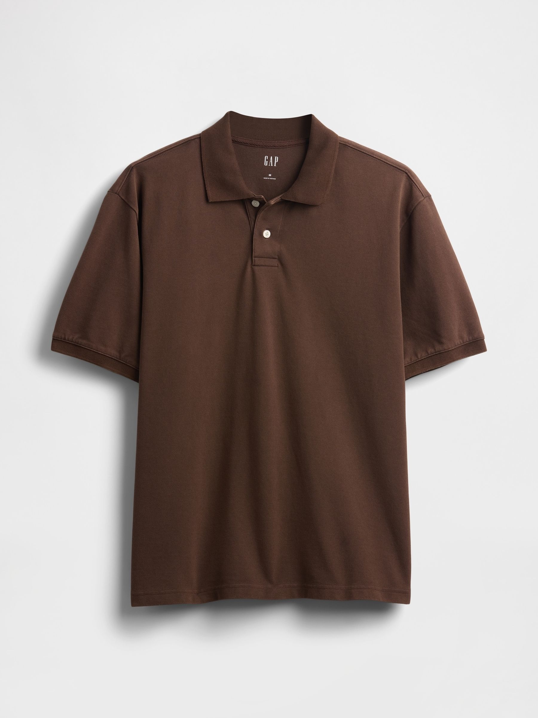 Brown Cotton Pique Short Sleeve Polo Shirt - Image 4 of 5