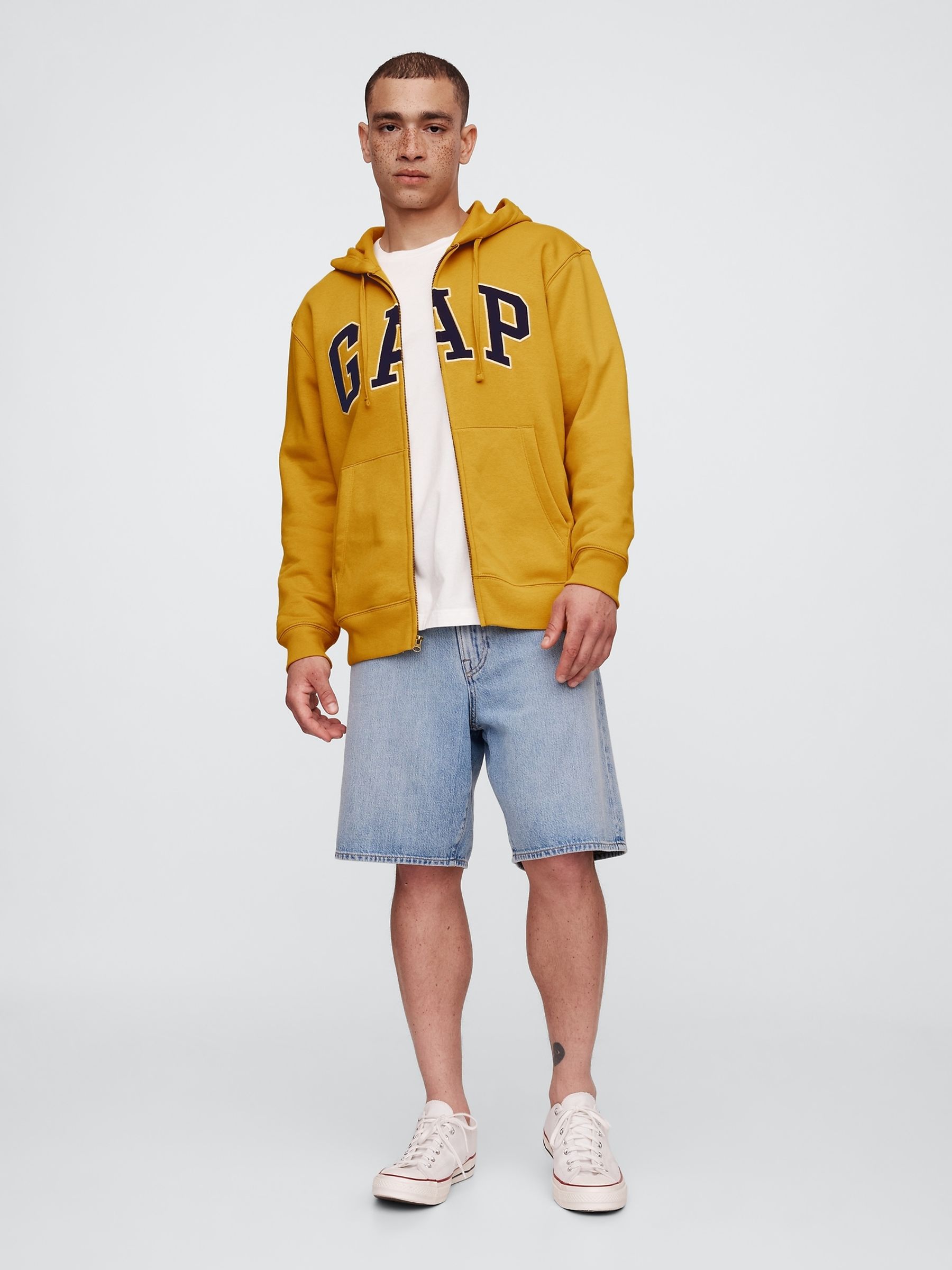 Yellow Relaxed Logo Zip Up Hoodie - Image 3 of 4