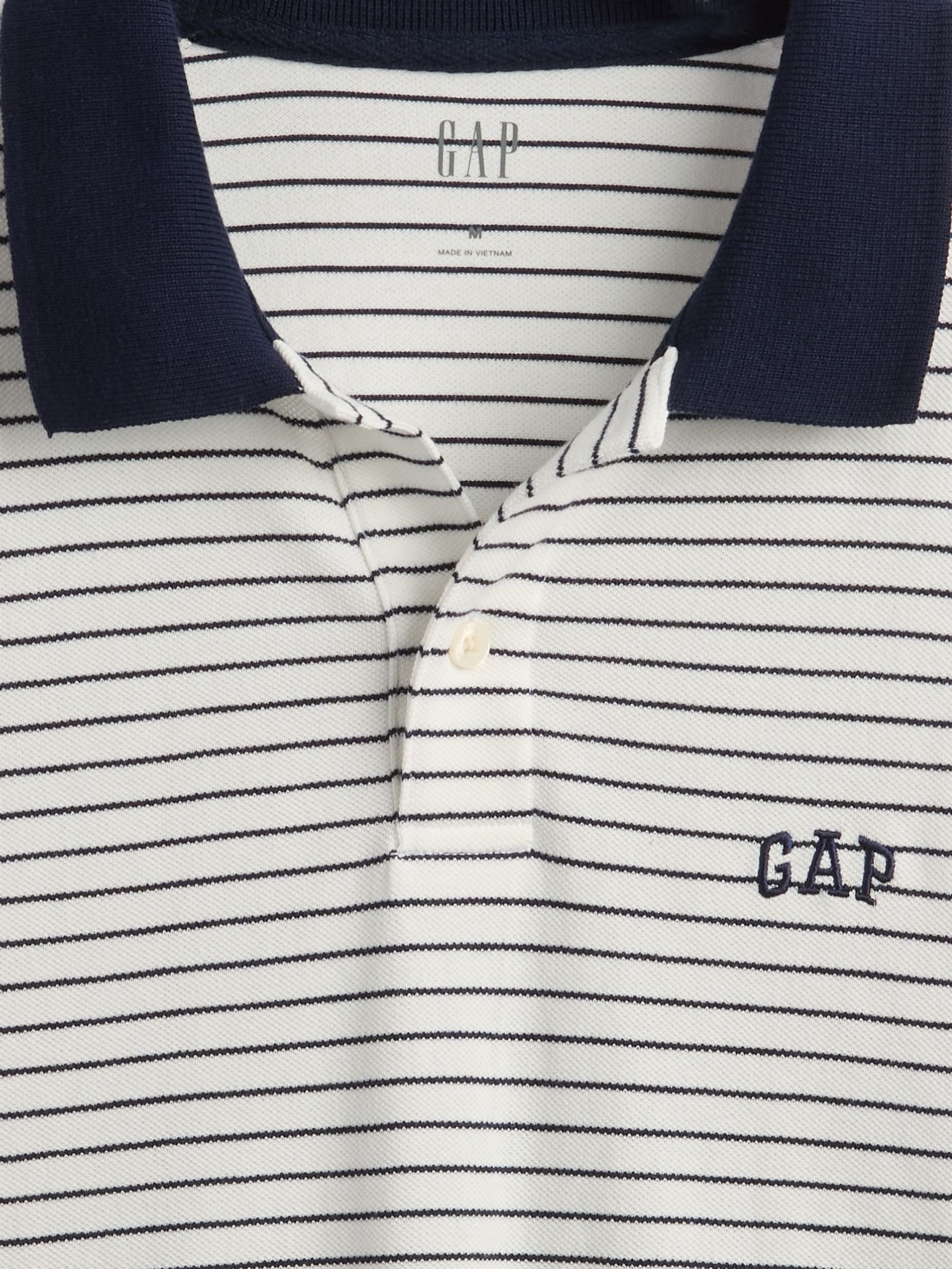 White/Navy Stripe Logo Short Sleeve Polo Shirt - Image 5 of 5