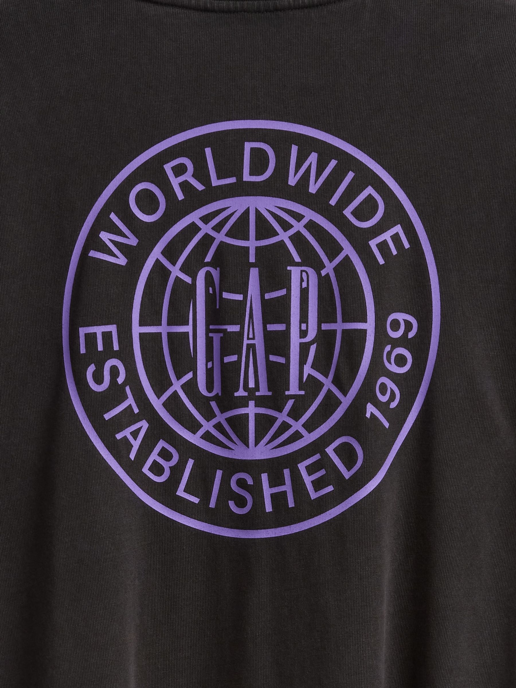 Black Long Sleeve 100% Cotton World Logo T-Shirt - Image 5 of 5