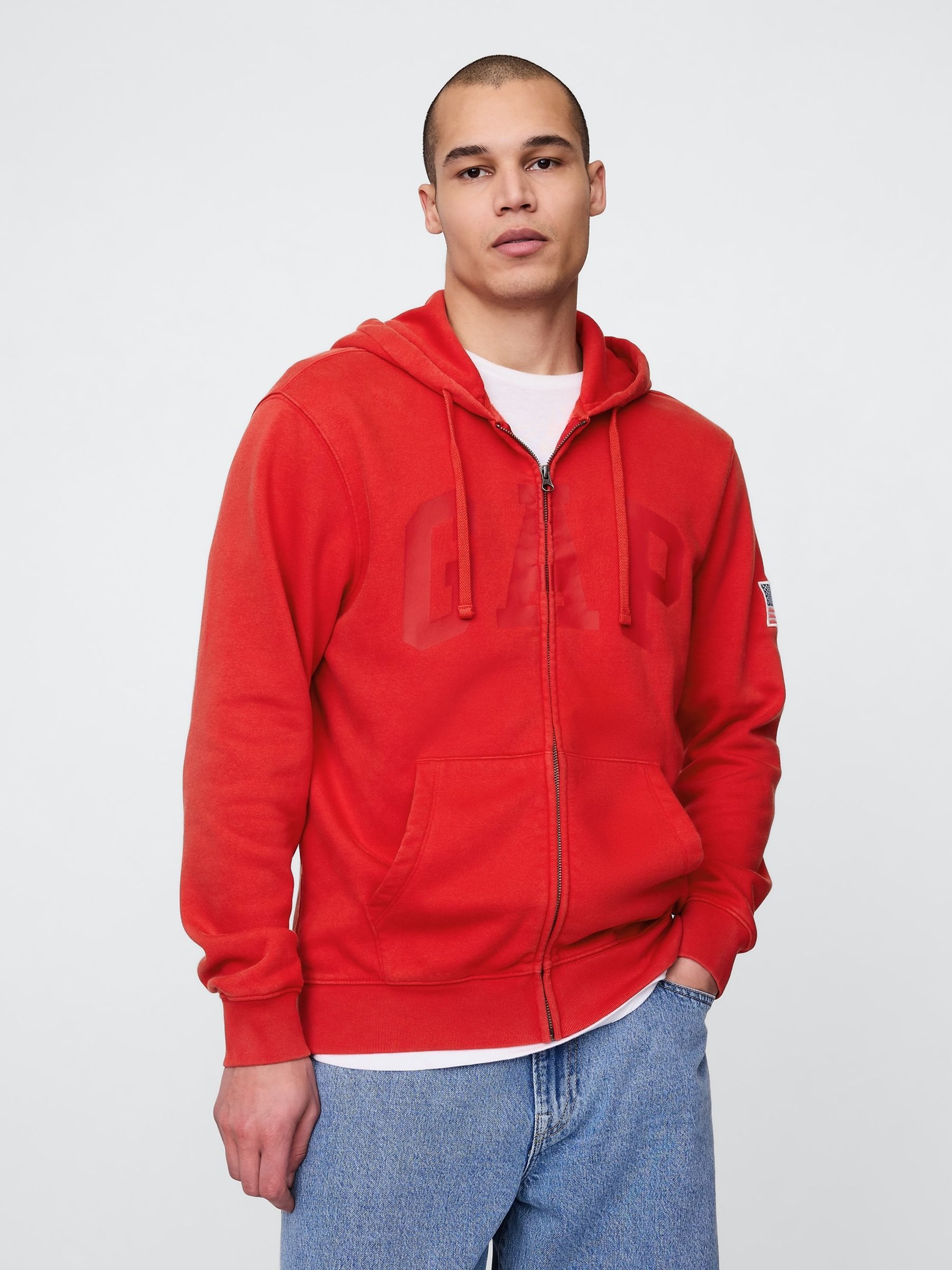 Red VintageSoft Logo Zip Hoodie | Gap